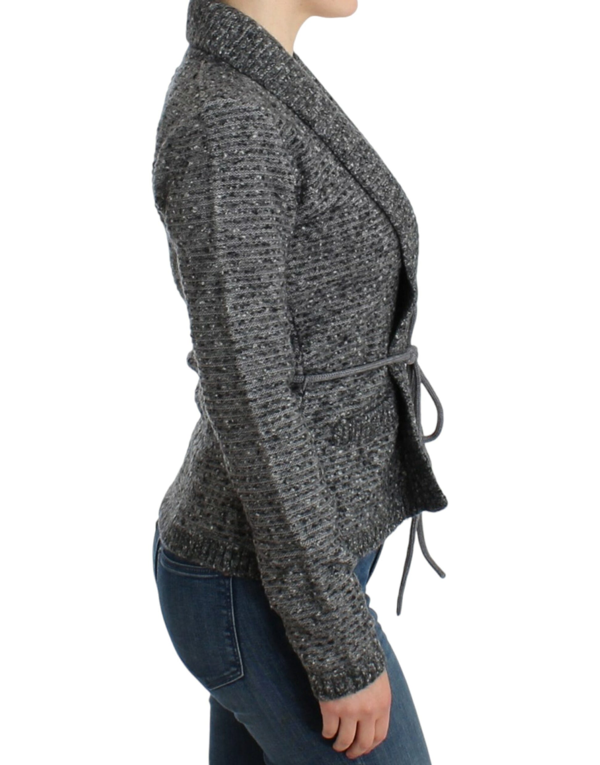 Cavalli Gray wool knitted cardigan Cavalli