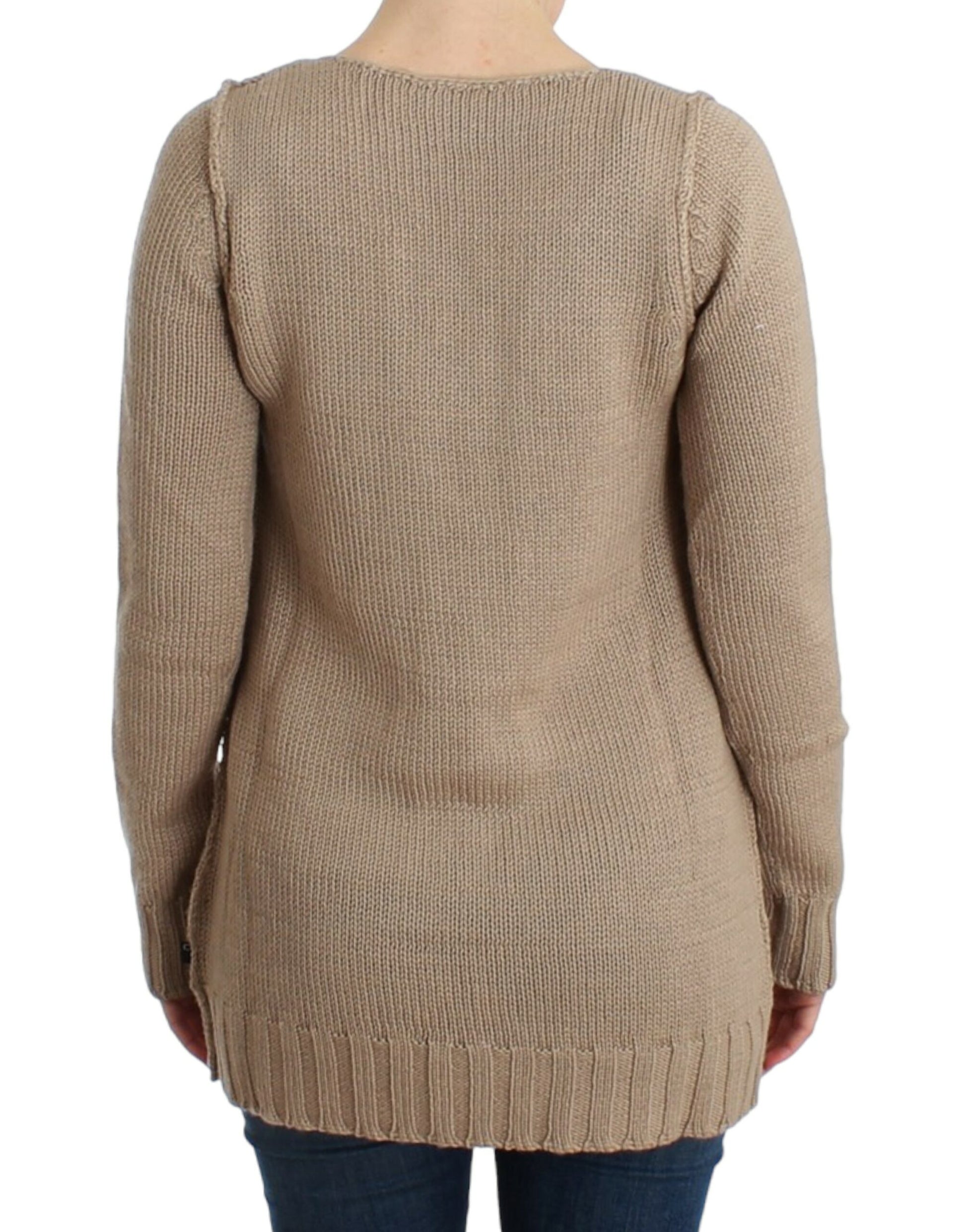 Cavalli Beige knitted wool sweater Cavalli