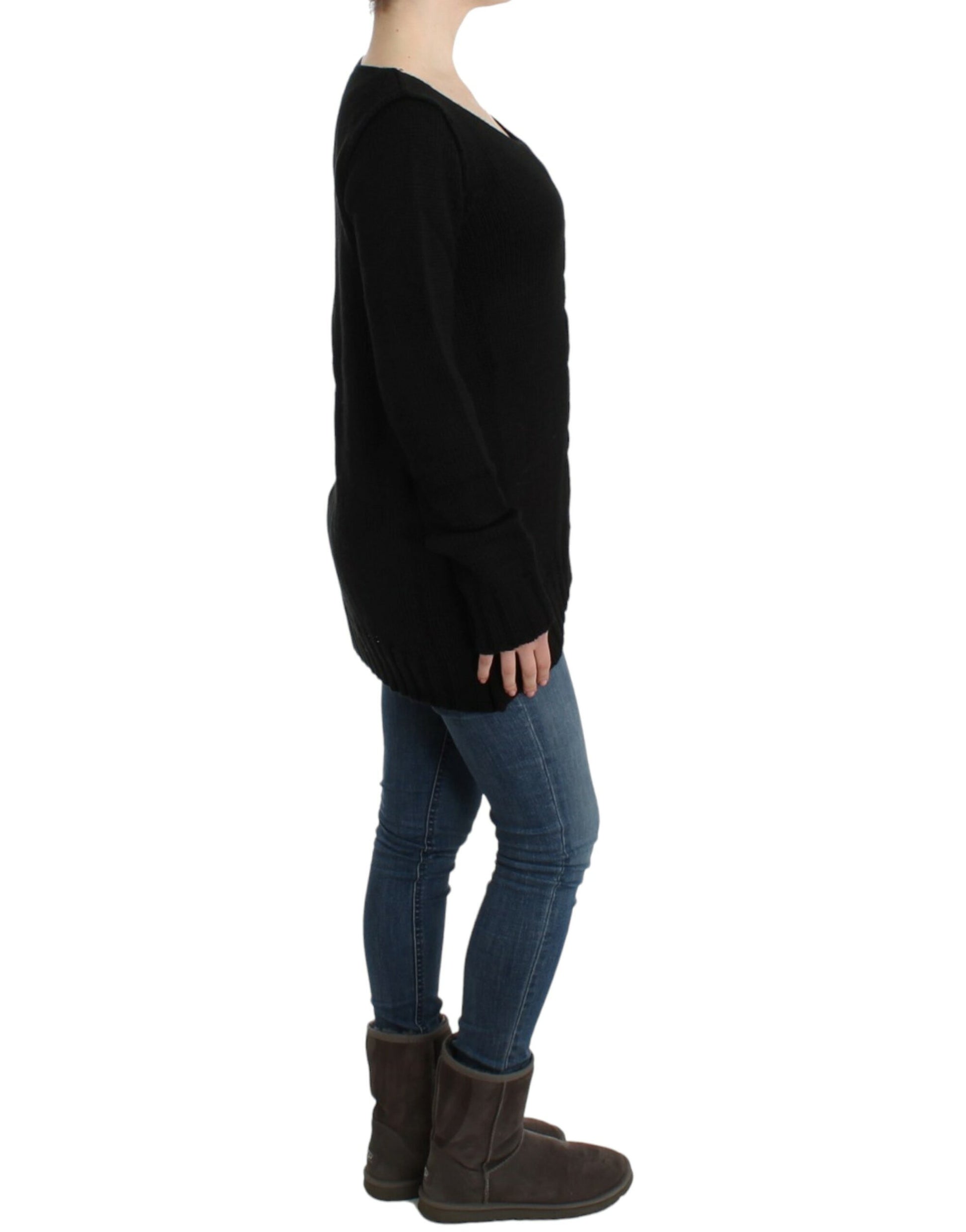 Cavalli Black knitted wool sweater Cavalli