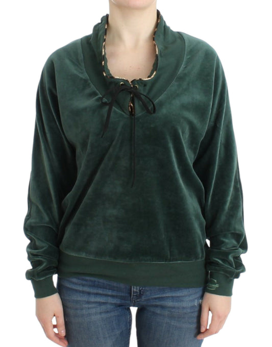 Cavalli Green velvet cotton sweater Cavalli