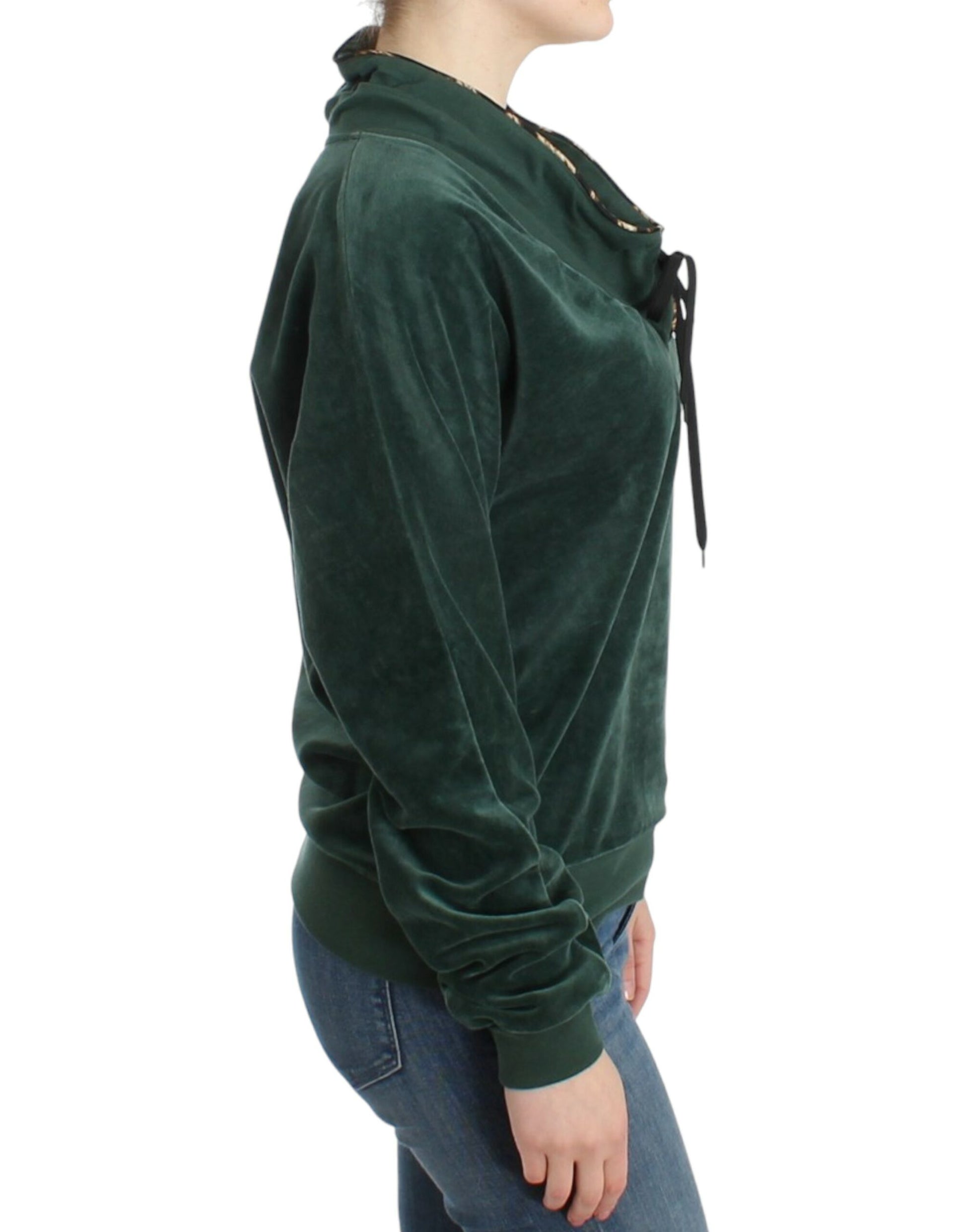 Cavalli Green velvet cotton sweater Cavalli