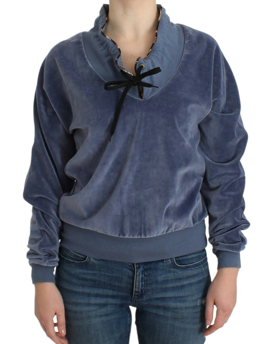 Cavalli Blue velvet cotton sweater Cavalli