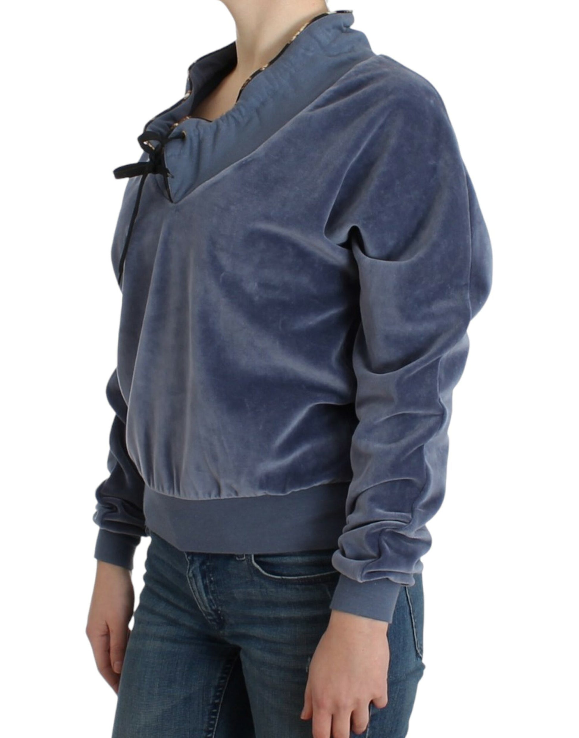 Cavalli Blue velvet cotton sweater Cavalli