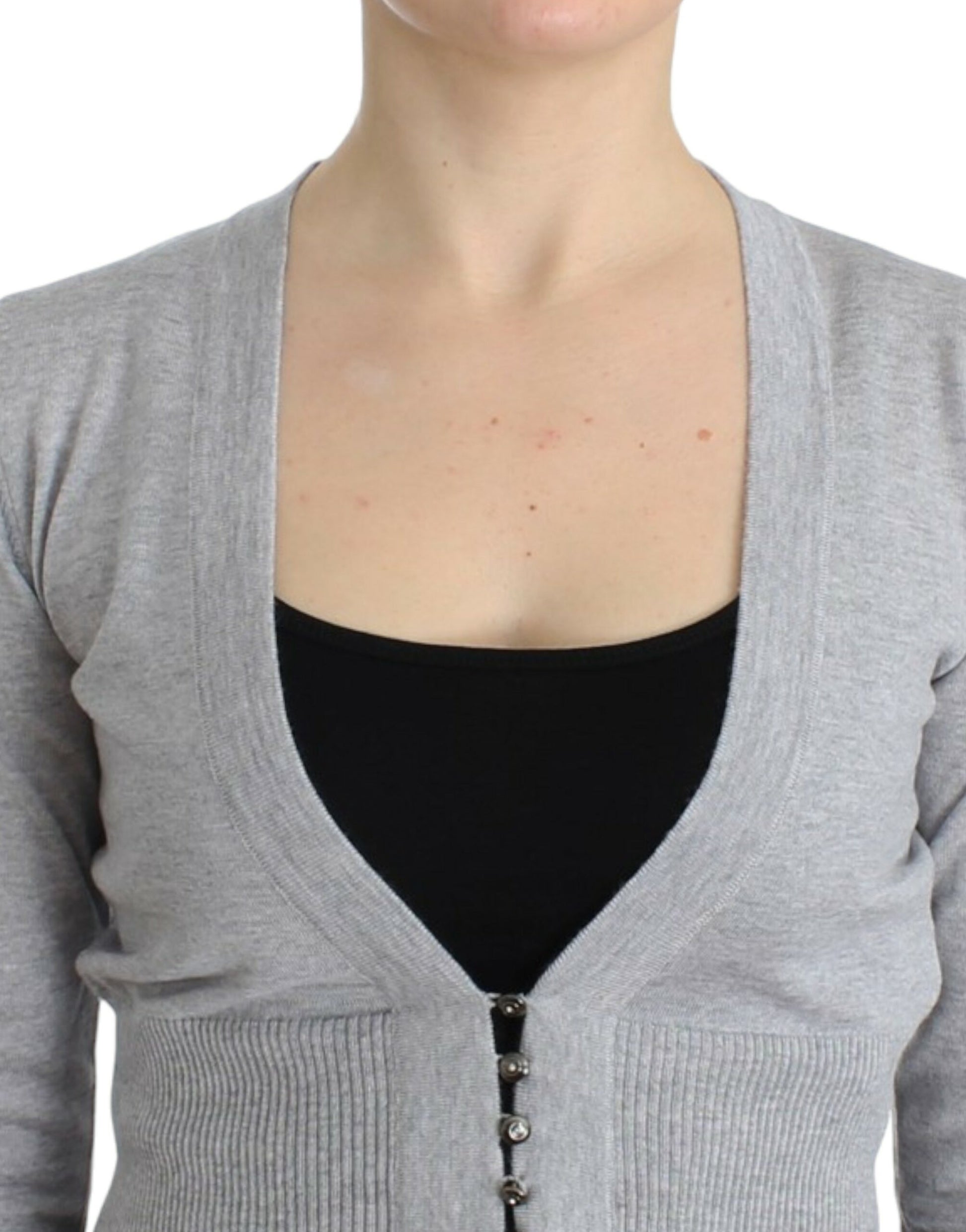 Cavalli Gray cropped wool cardigan Cavalli