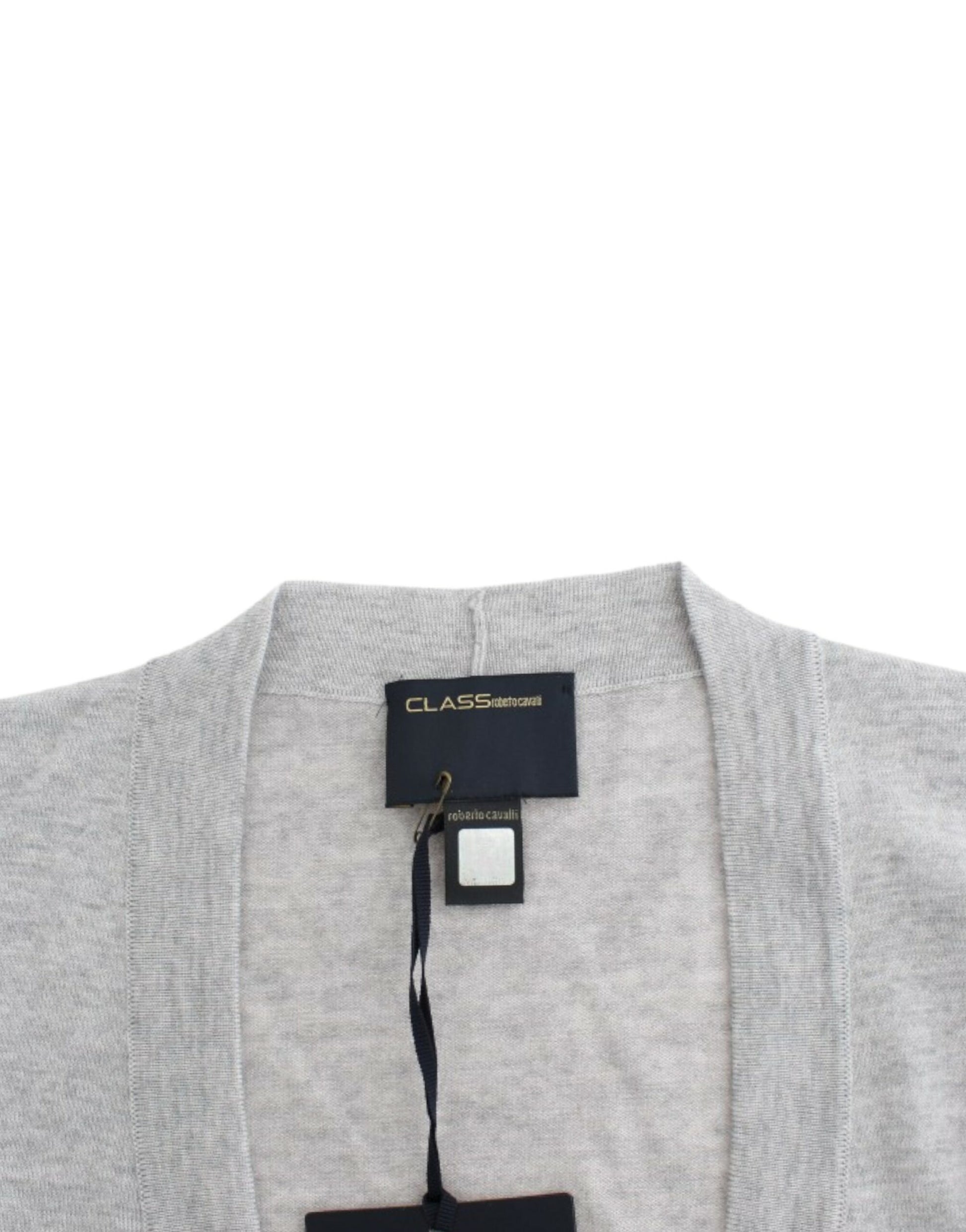 Cavalli Gray cropped wool cardigan Cavalli