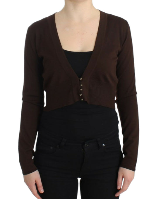 Cavalli Brown cropped wool cardigan Cavalli
