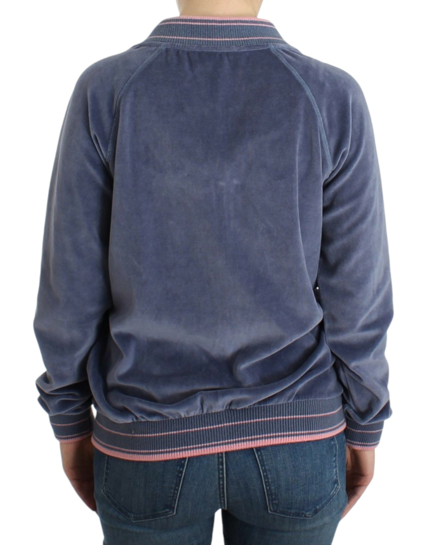 Cavalli Blue velvet zipup sweater Cavalli