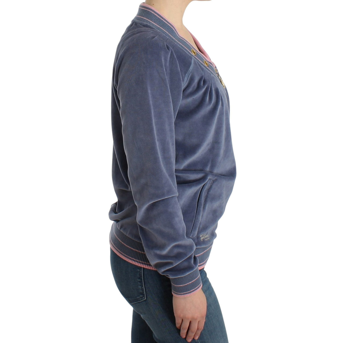 Cavalli Blue velvet zipup sweater