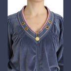 Cavalli Blue velvet zipup sweater