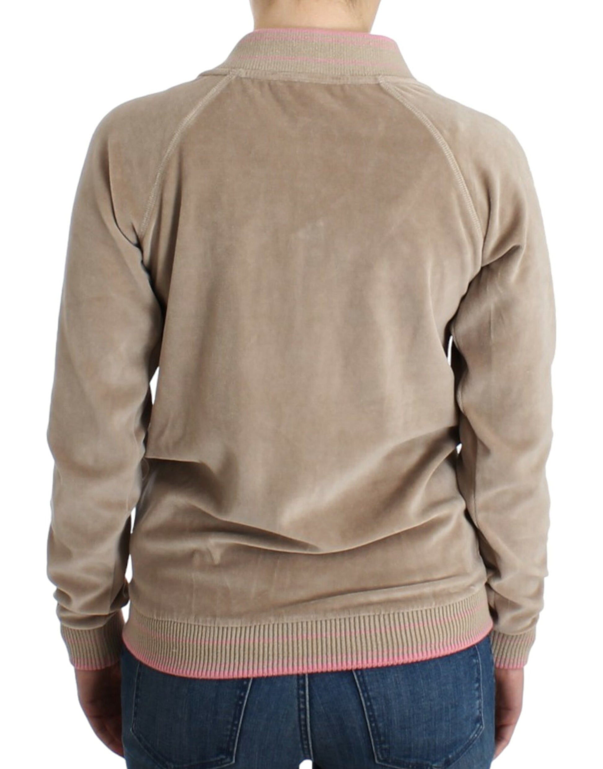 Cavalli Beige velvet zipup sweater Cavalli