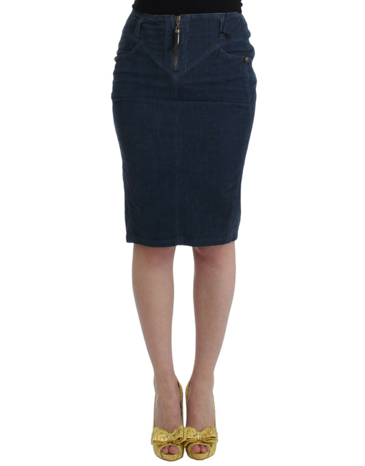 Cavalli Blue corduroy pencil skirt Cavalli