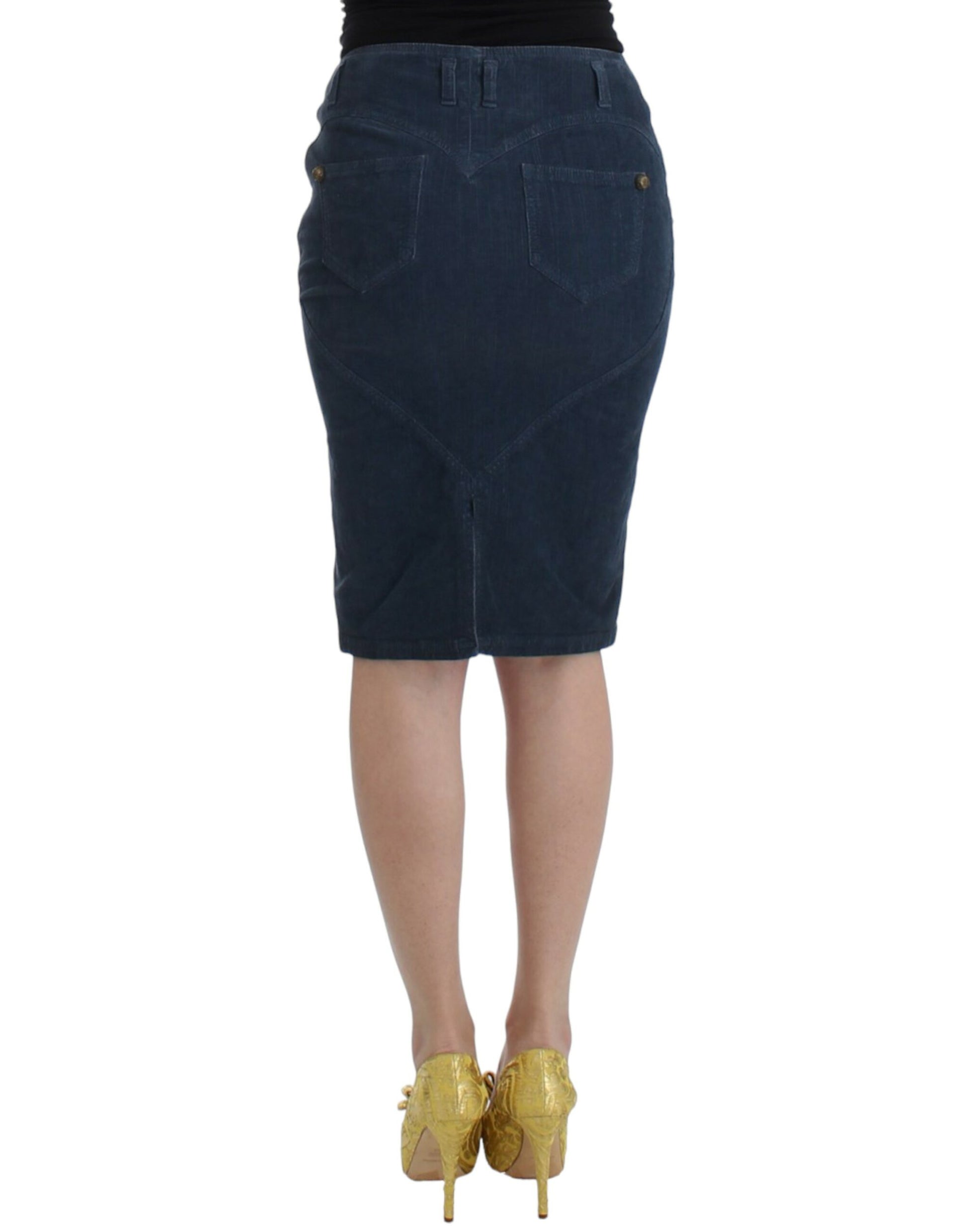 Cavalli Blue corduroy pencil skirt Cavalli