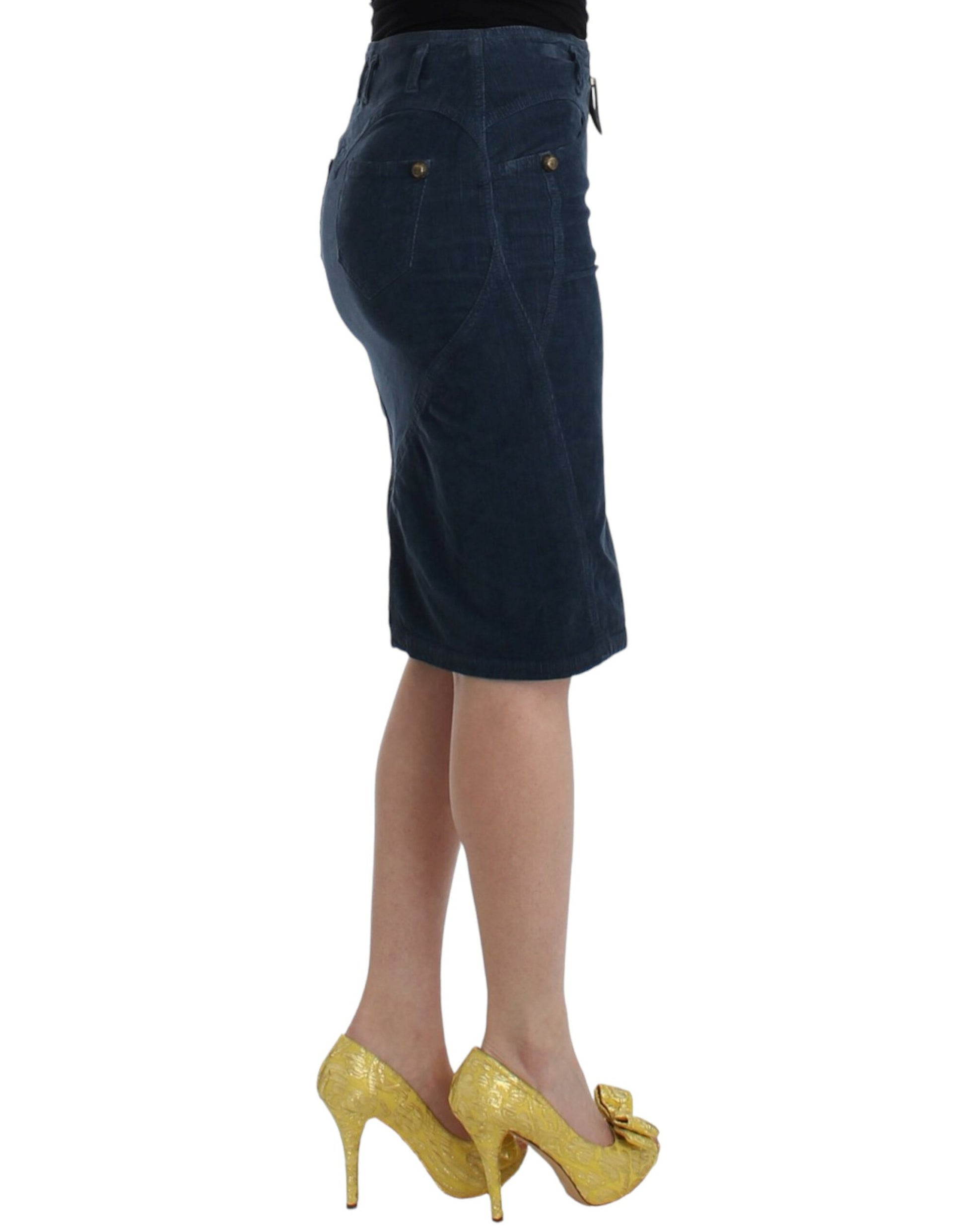 Cavalli Blue corduroy pencil skirt Cavalli