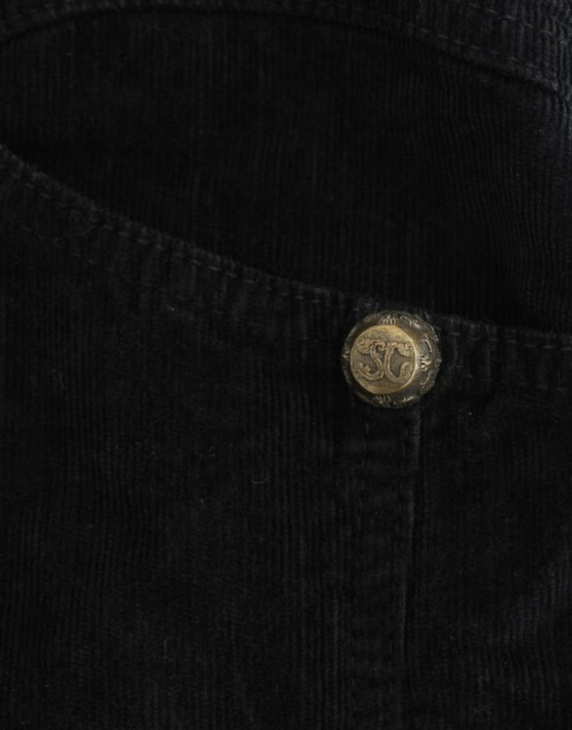 Cavalli Black Corduroy Pencil Skirt Cavalli