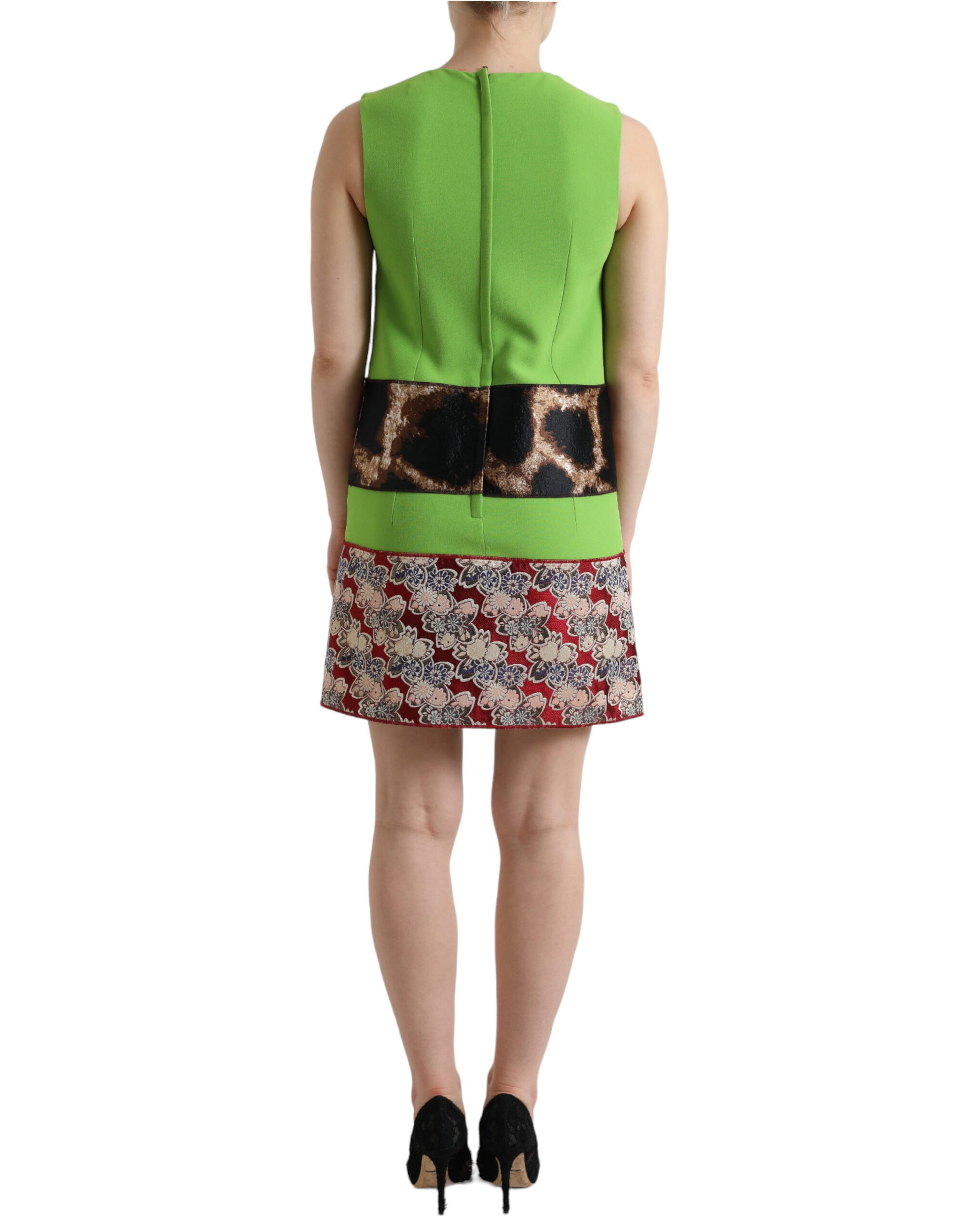 Dolce & Gabbana Apple Green Sleeveless Panelled Shift Dress Dolce & Gabbana
