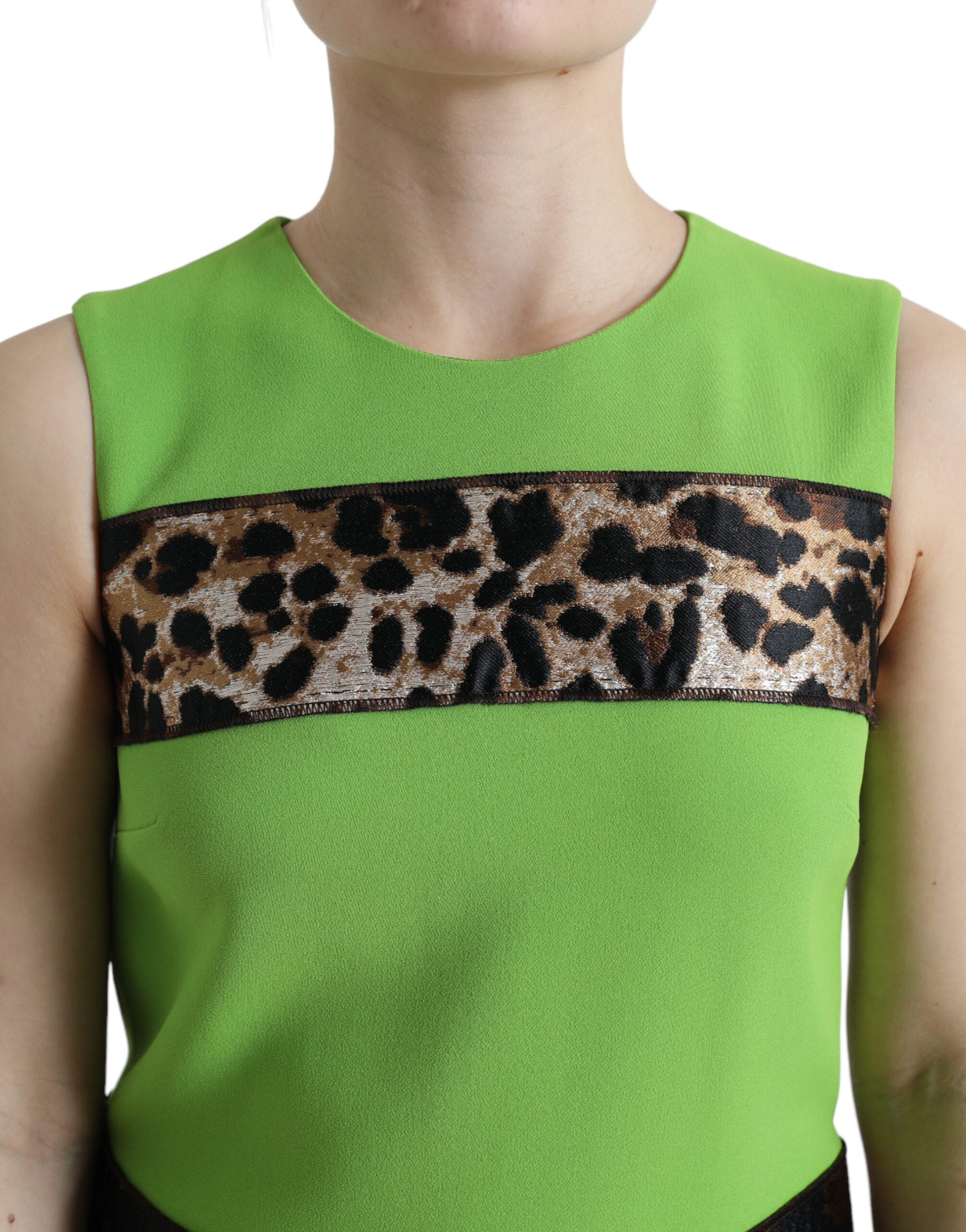 Dolce & Gabbana Apple Green Sleeveless Panelled Shift Dress Dolce & Gabbana