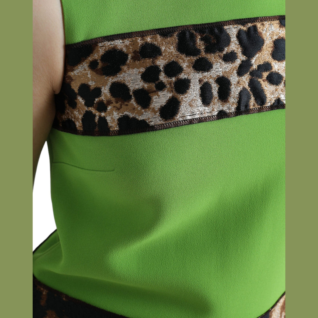 Dolce & Gabbana Apple Green Sleeveless Panelled Shift Dress