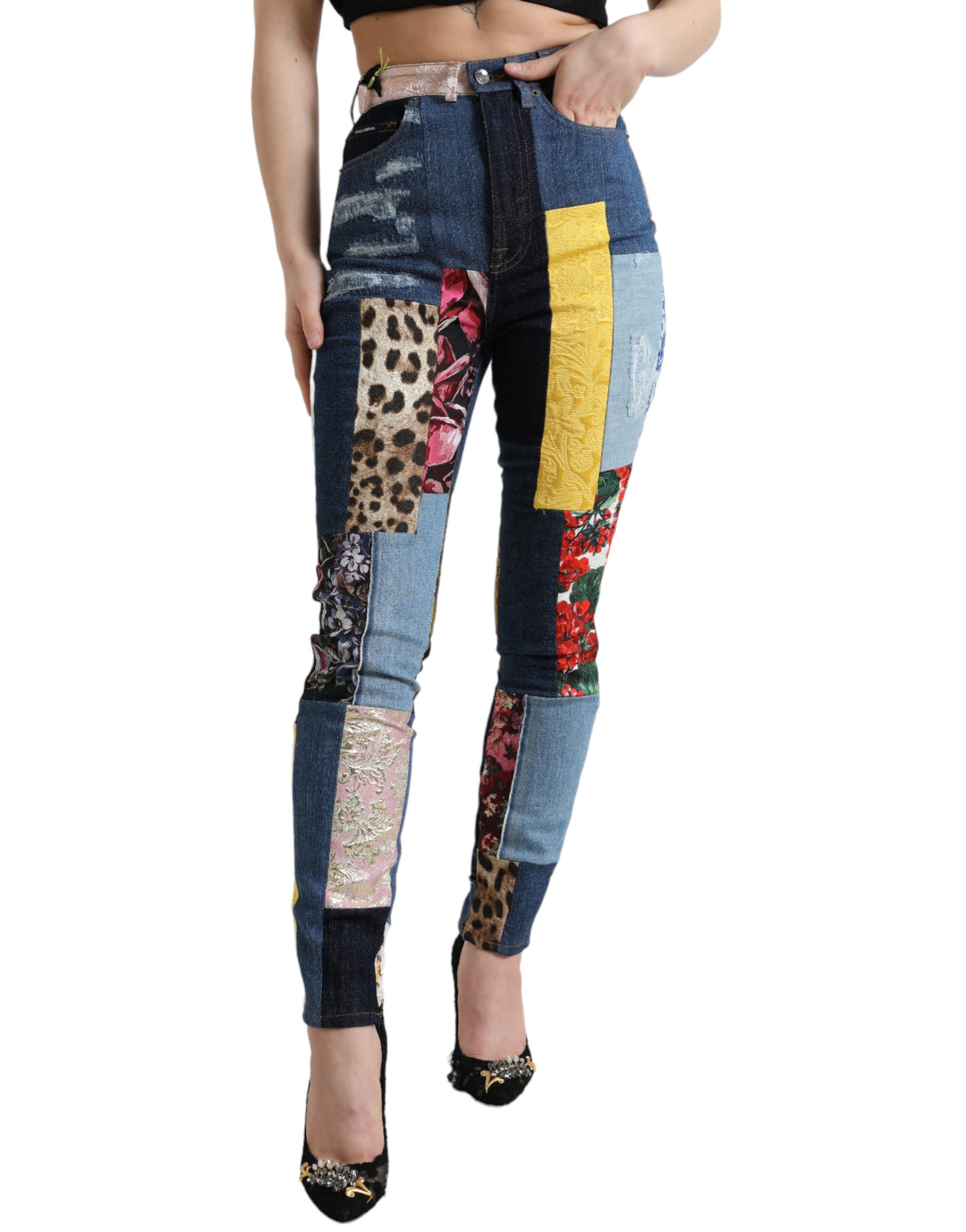 Dolce & Gabbana Multicolor Patchwork GRACE Skinny Denim Jeans Dolce & Gabbana