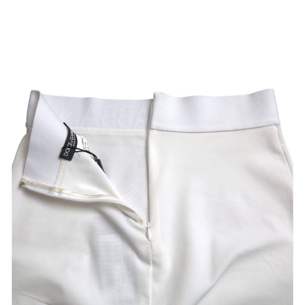 Dolce & Gabbana White Viscose High Waist Pencil Cut Mini Skirt