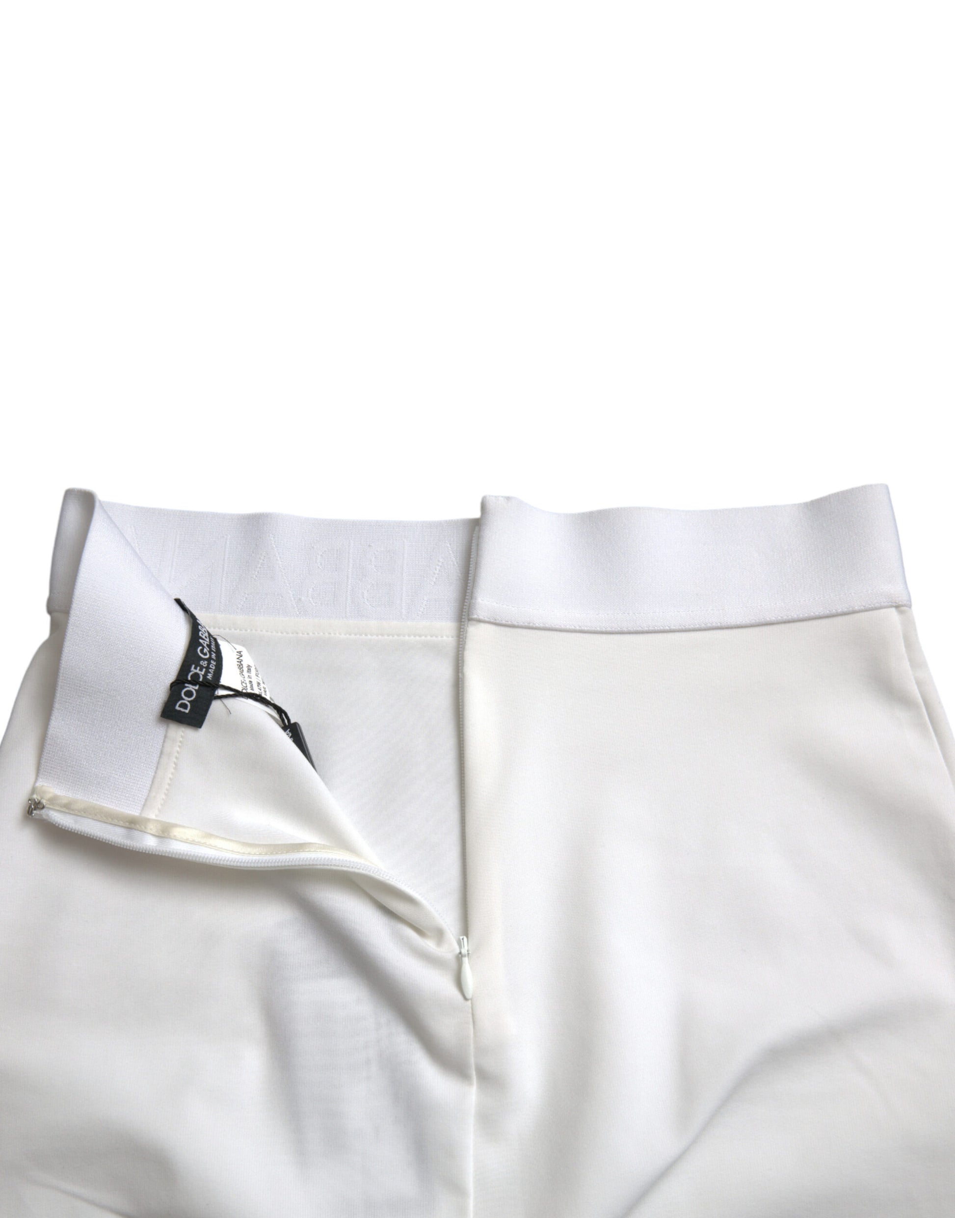 Dolce & Gabbana White Viscose High Waist Pencil Cut Mini Skirt Dolce & Gabbana