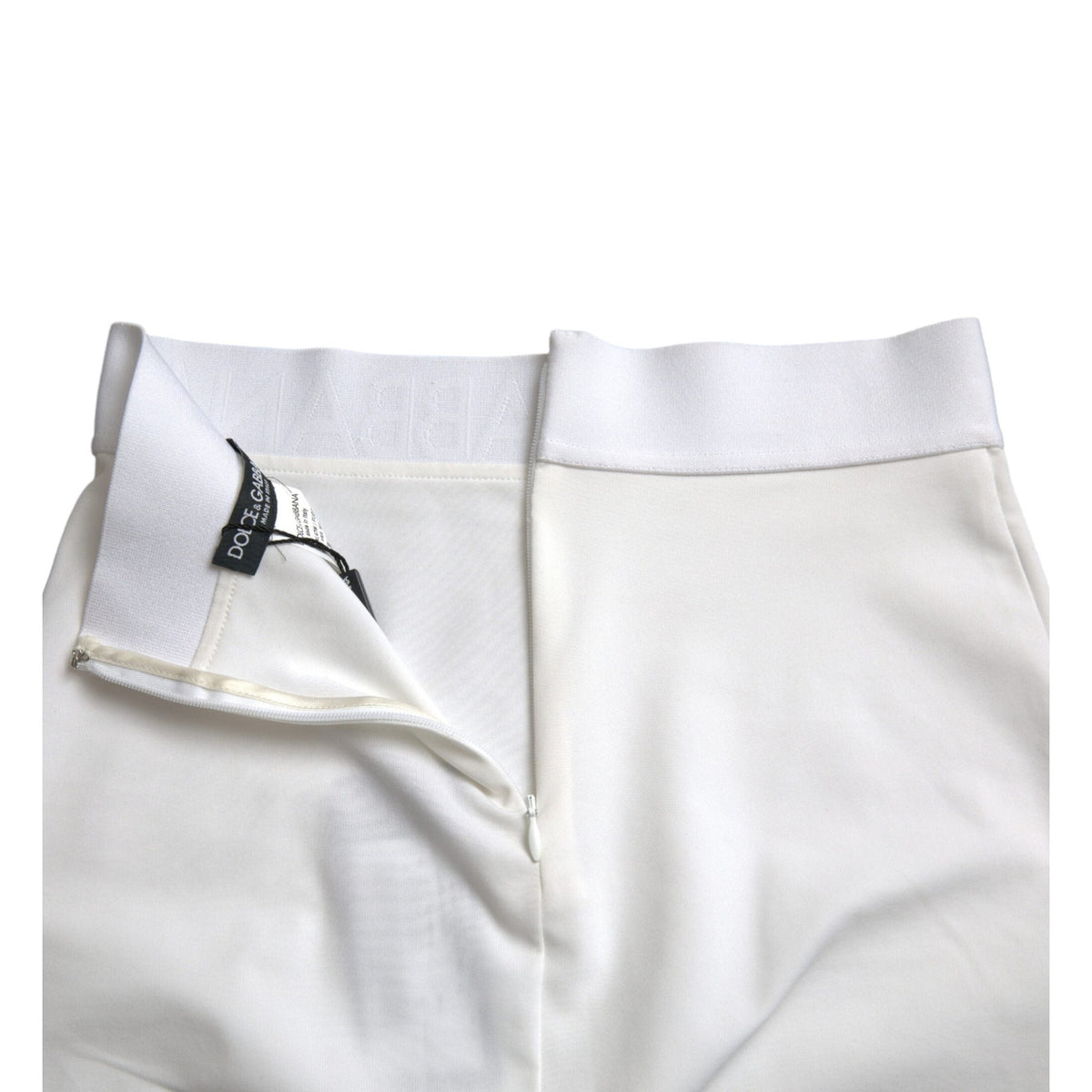 Dolce & Gabbana White Viscose High Waist Pencil Cut Mini Skirt