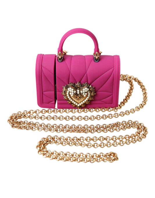 Dolce & Gabbana Pink Silicone Devotion Heart Bag Gold Chain Airpods Case Dolce & Gabbana