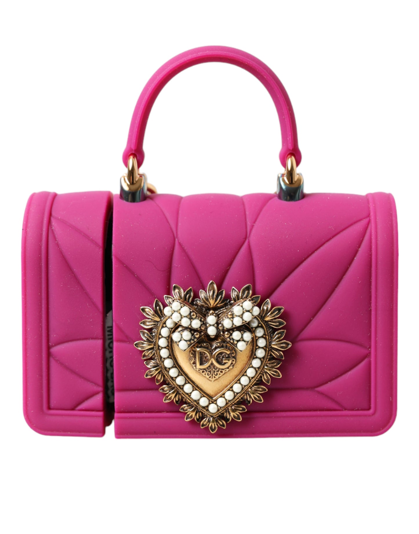 Dolce & Gabbana Pink Silicone Devotion Heart Bag Gold Chain Airpods Case Dolce & Gabbana