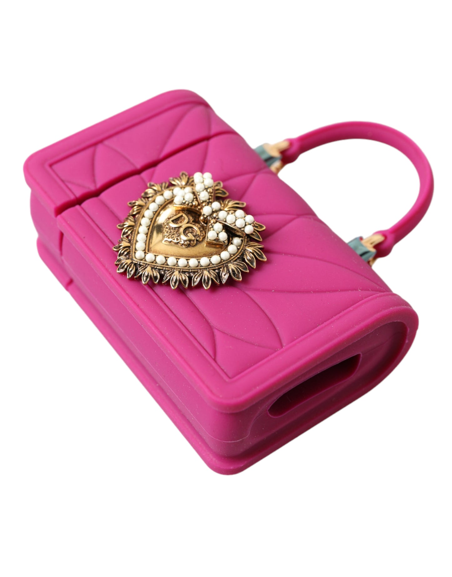 Dolce & Gabbana Pink Silicone Devotion Heart Bag Gold Chain Airpods Case Dolce & Gabbana