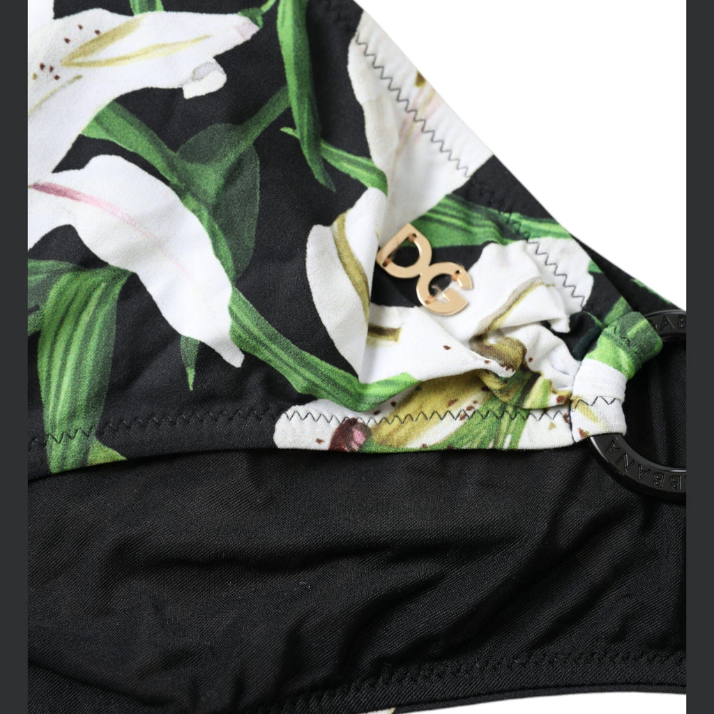 Dolce & Gabbana Black Lily Print Swimwear Bottom Beachwear Bikini