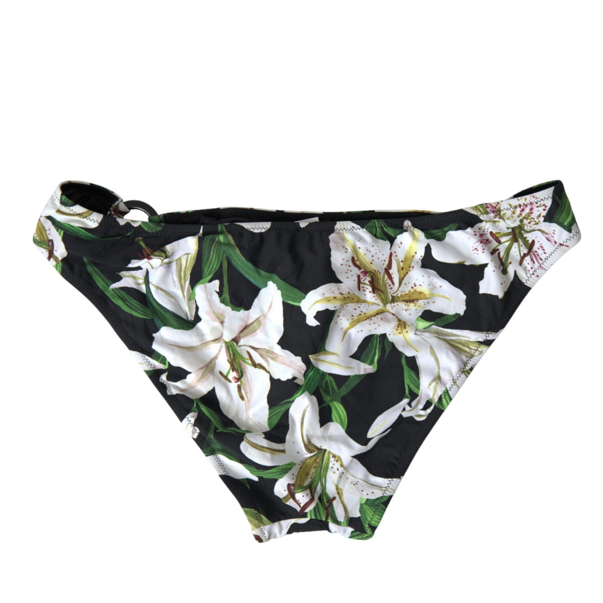 Dolce & Gabbana Black Lily Print Swimwear Bottom Beachwear Bikini
