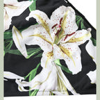 Dolce & Gabbana Black Lily Print Swimwear Bottom Beachwear Bikini