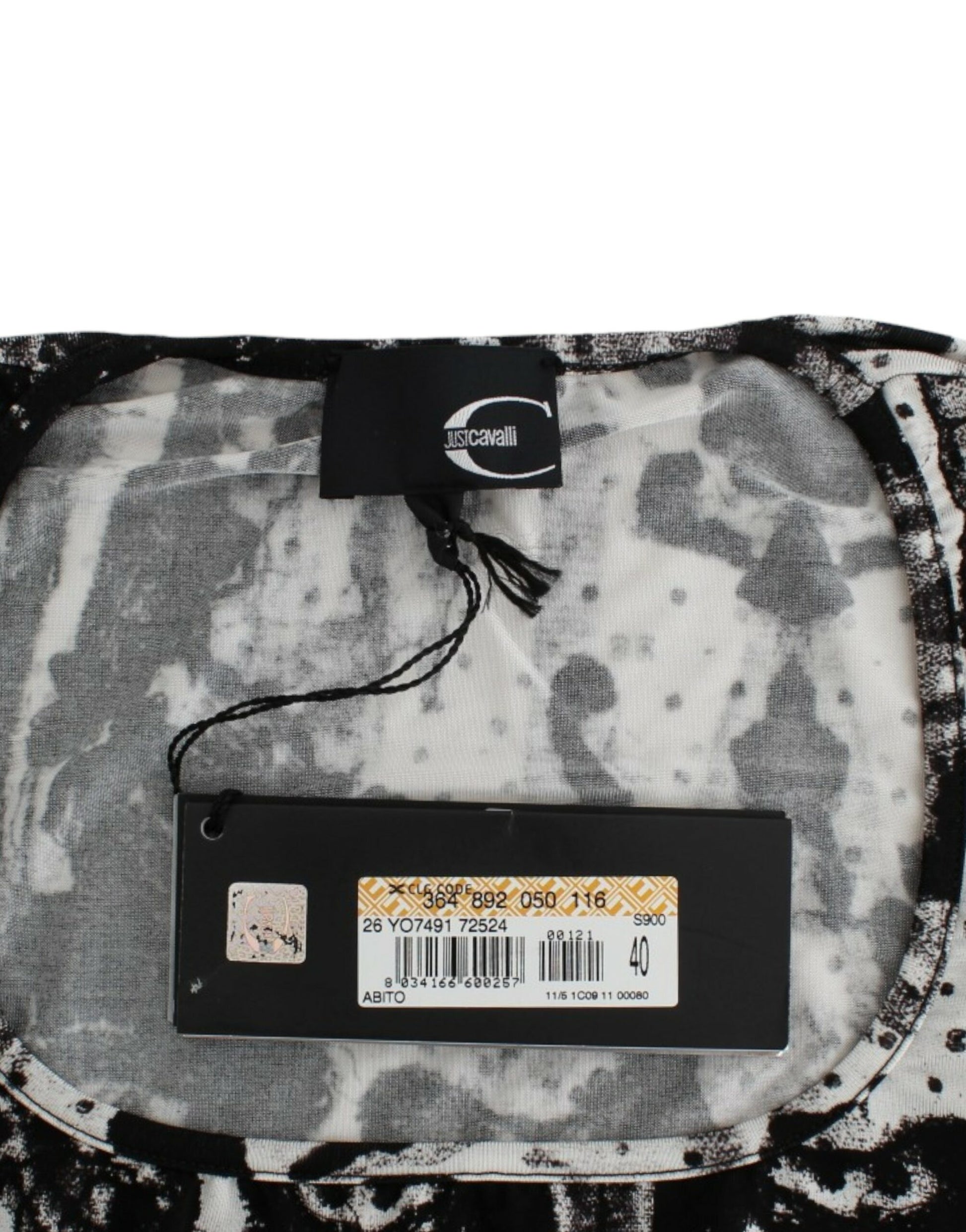 Cavalli Black Printed Sheath Dress Cavalli