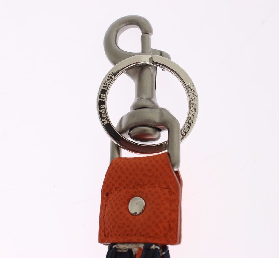 Dolce & Gabbana Red White Raffia Leather Clasp Finder Keyring Keychain Dolce & Gabbana