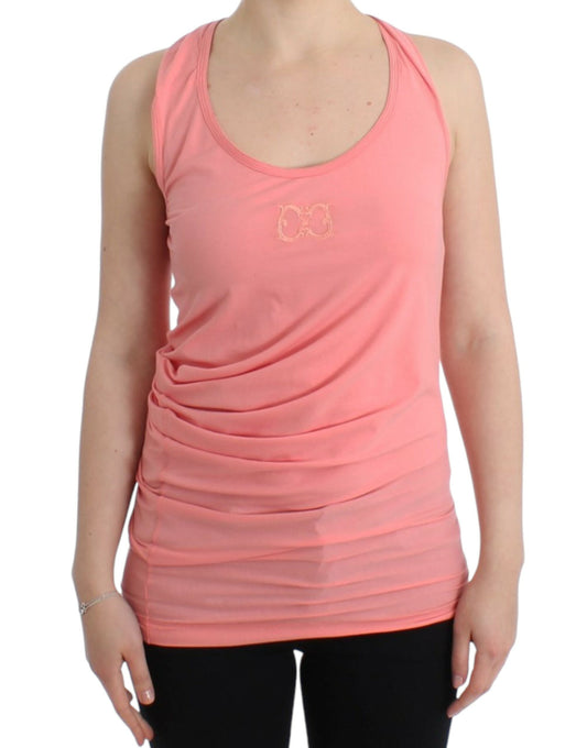 Cavalli Pink cotton tank top Cavalli
