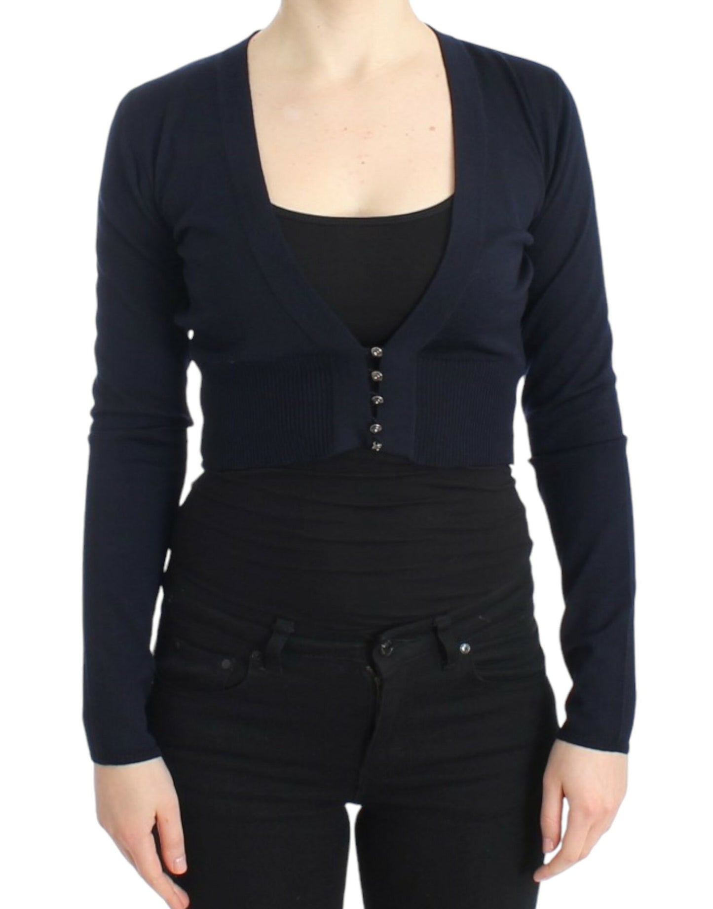 Cavalli Blue cropped wool cardigan Cavalli