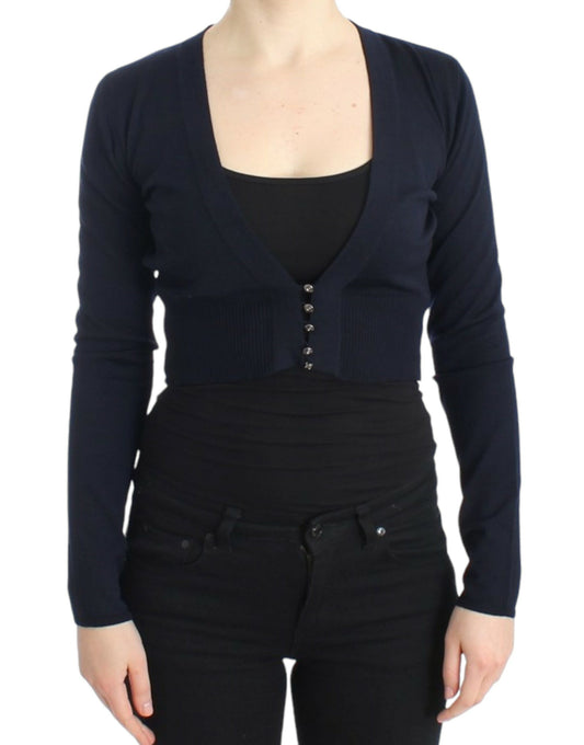 Cavalli Blue cropped wool cardigan Cavalli