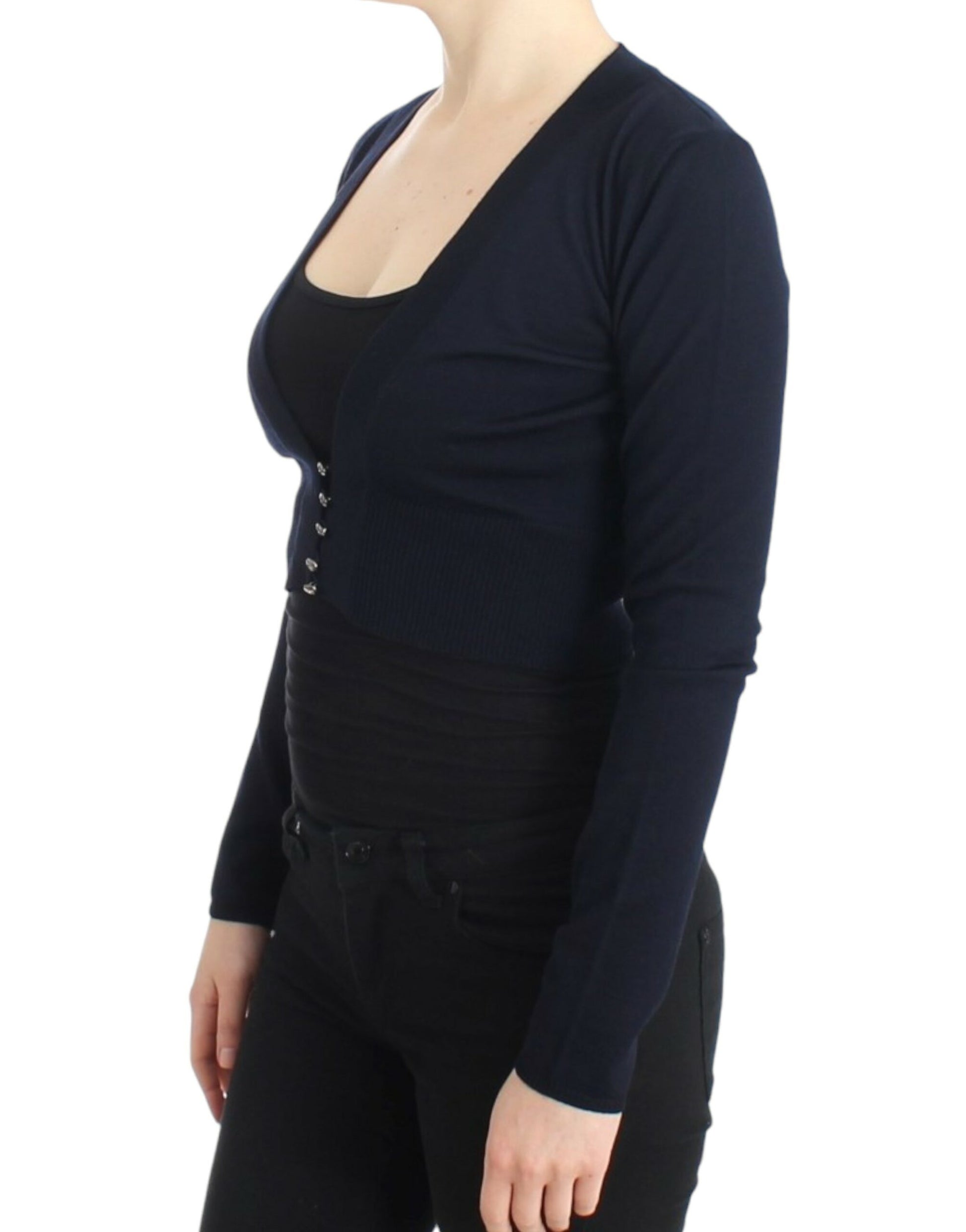 Cavalli Blue cropped wool cardigan Cavalli