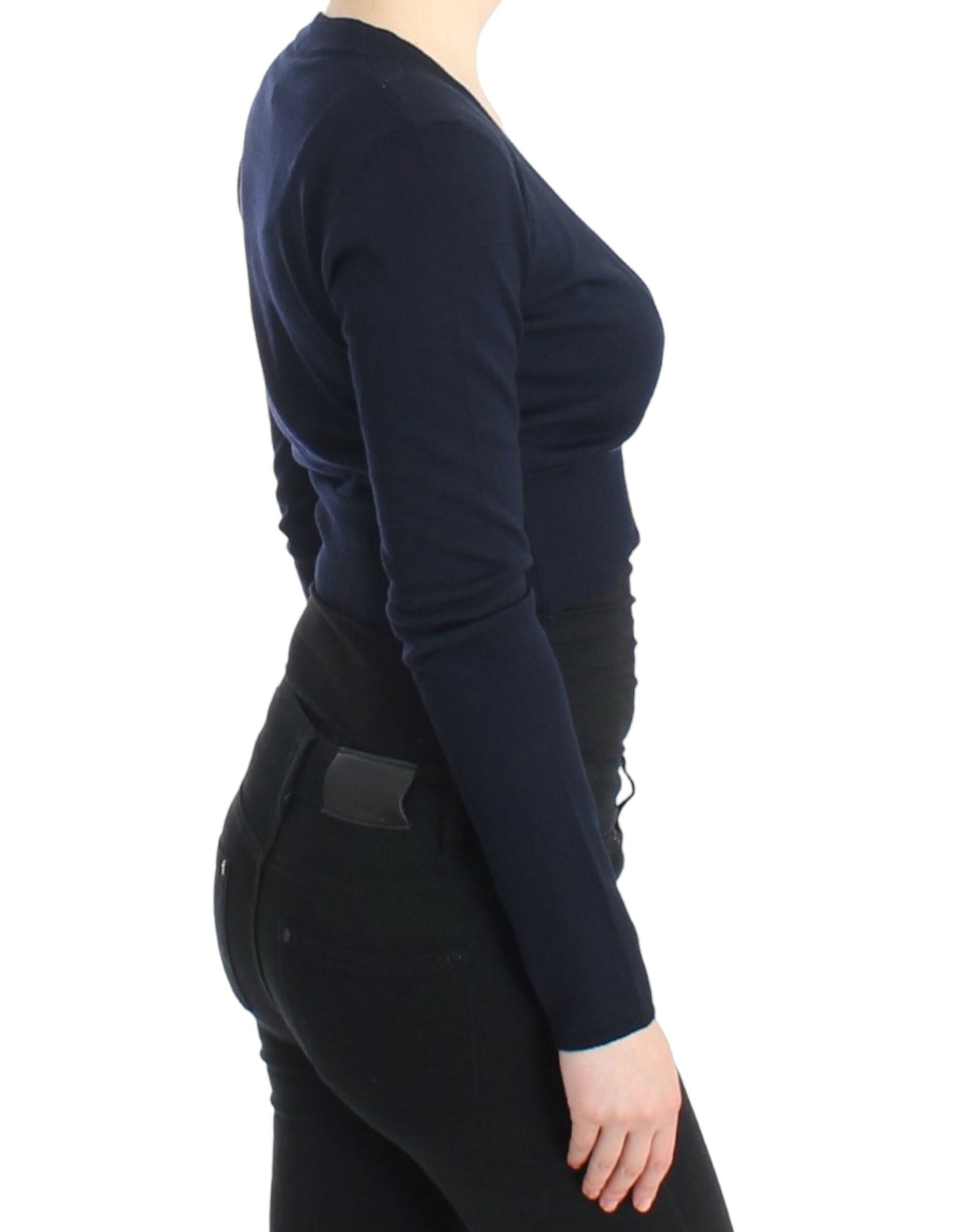 Cavalli Blue cropped wool cardigan Cavalli