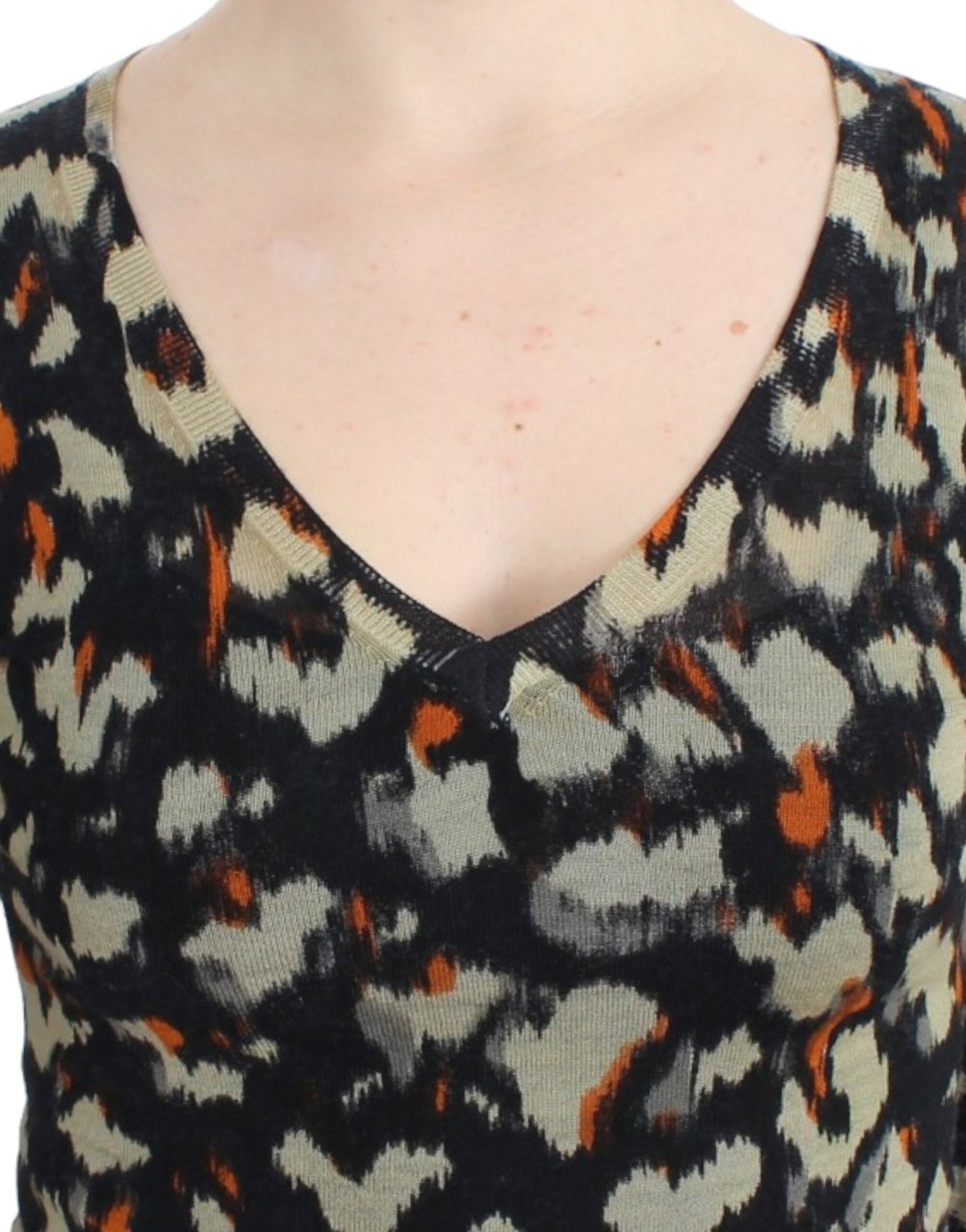 Cavalli Multicolor v-neck wool jumper Cavalli
