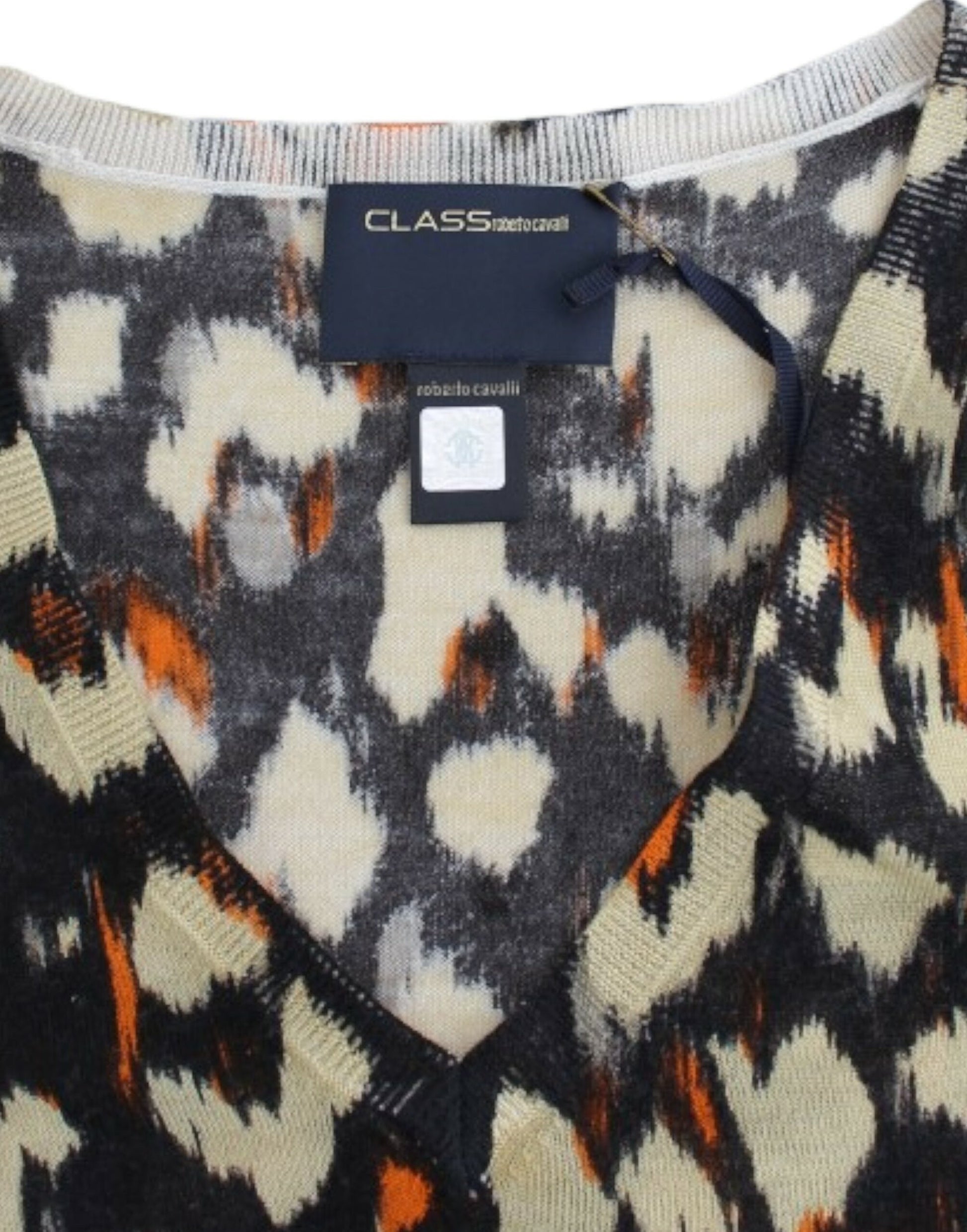 Cavalli Multicolor v-neck wool jumper Cavalli