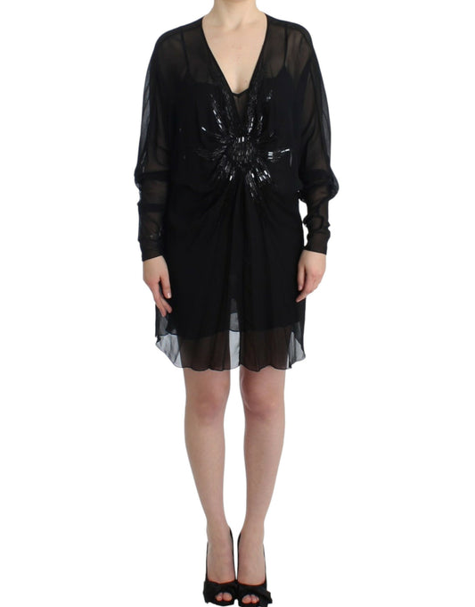 Cavalli Black long sleeve silk dress Cavalli