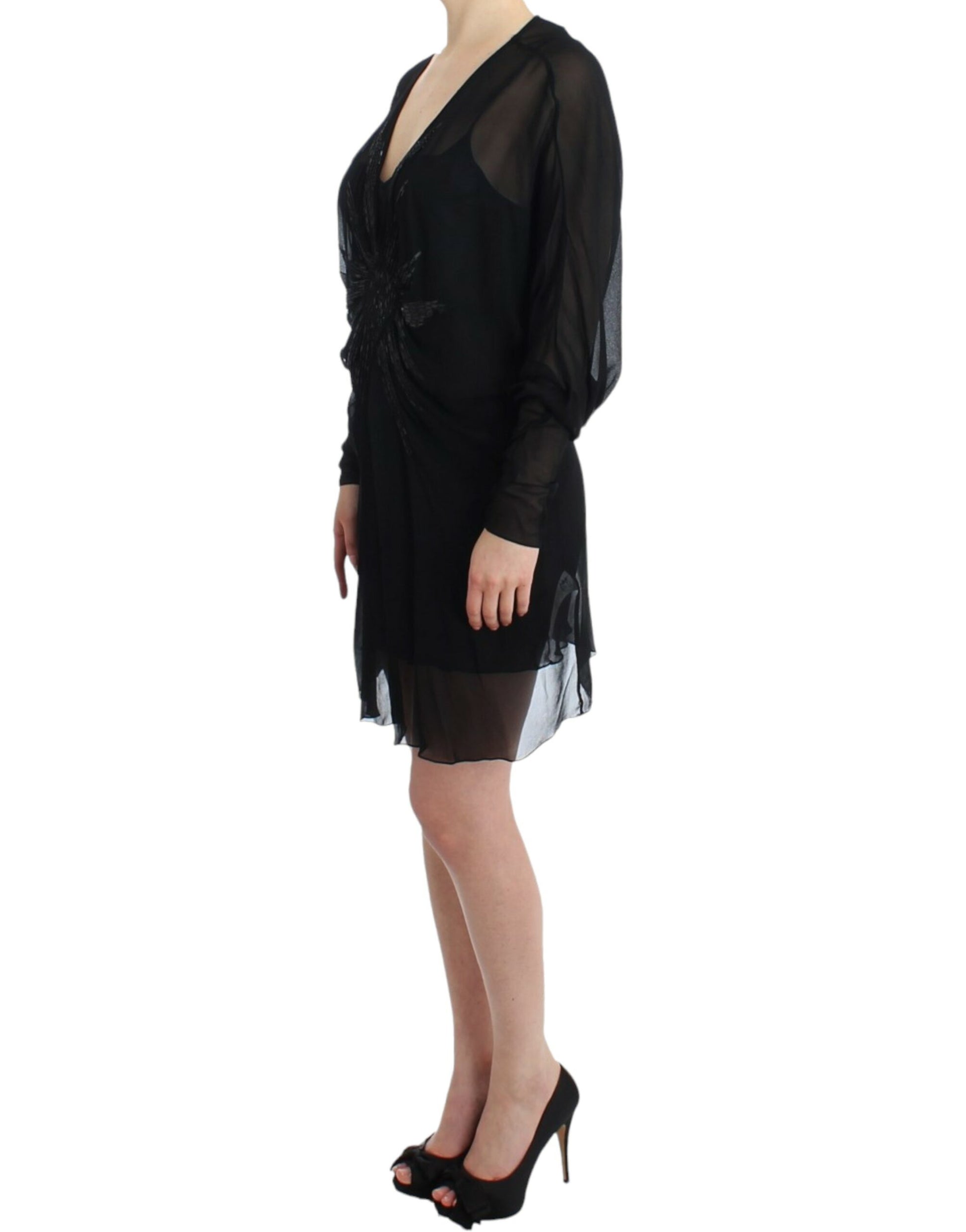Cavalli Black long sleeve silk dress Cavalli