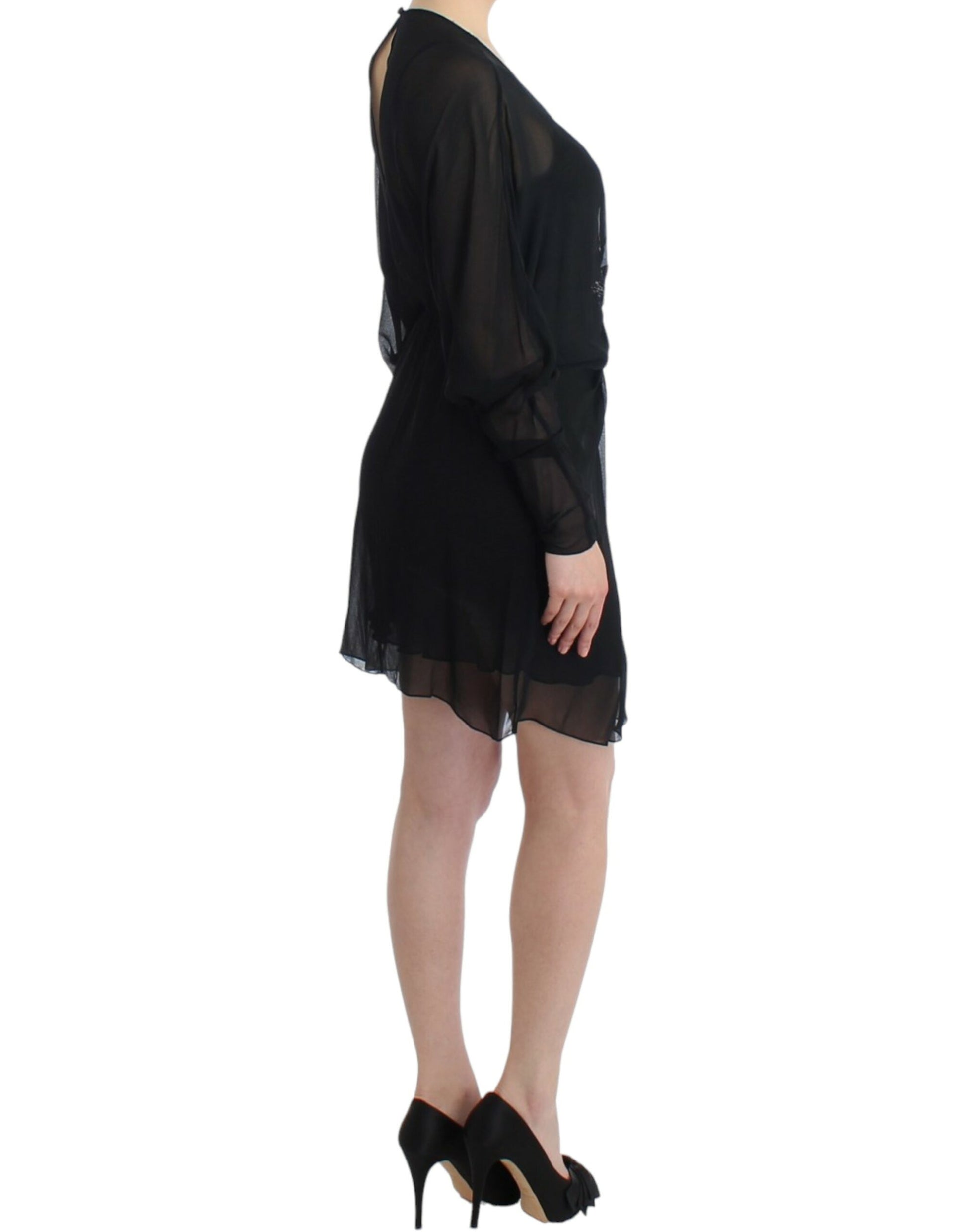Cavalli Black long sleeve silk dress Cavalli