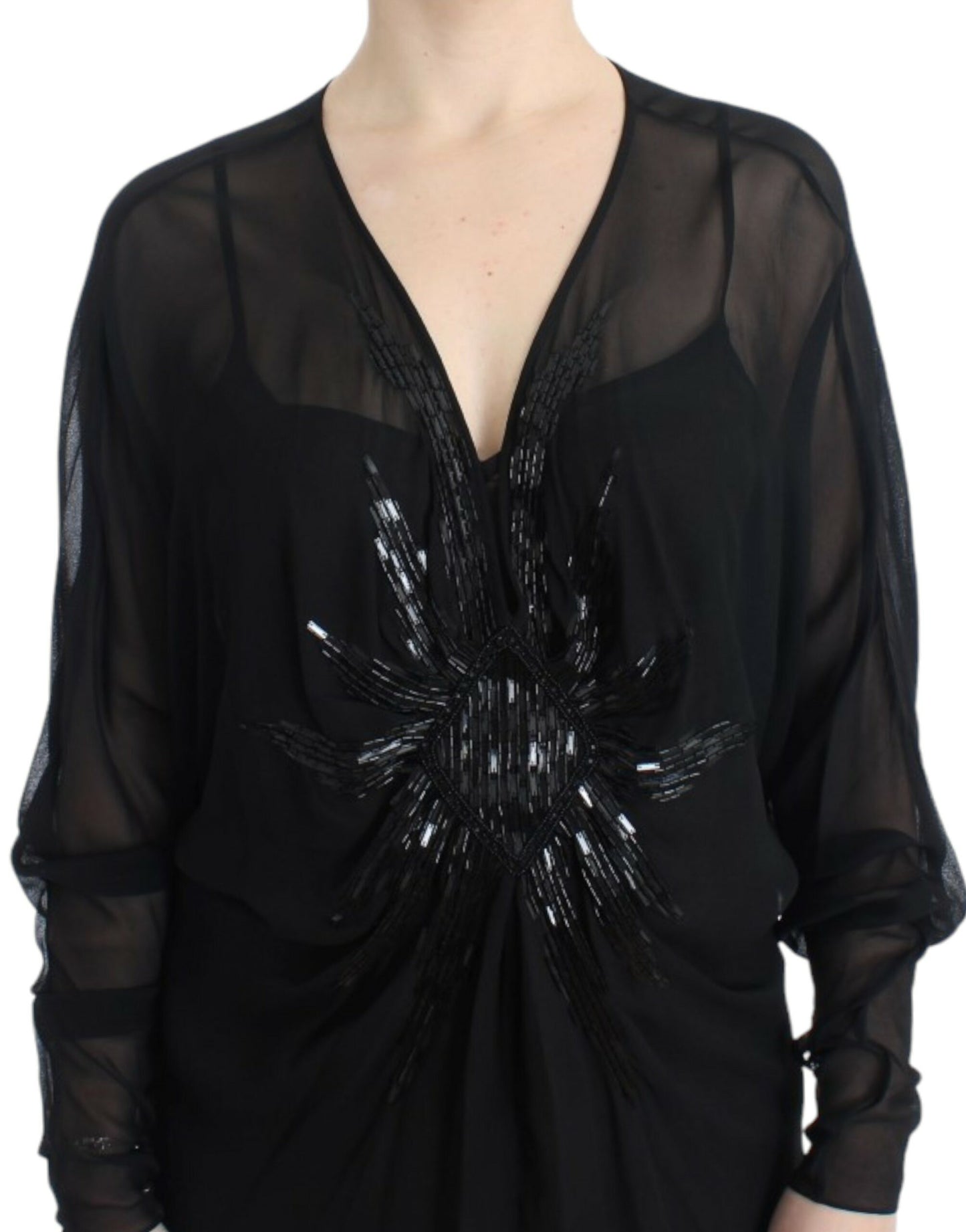 Cavalli Black long sleeve silk dress Cavalli