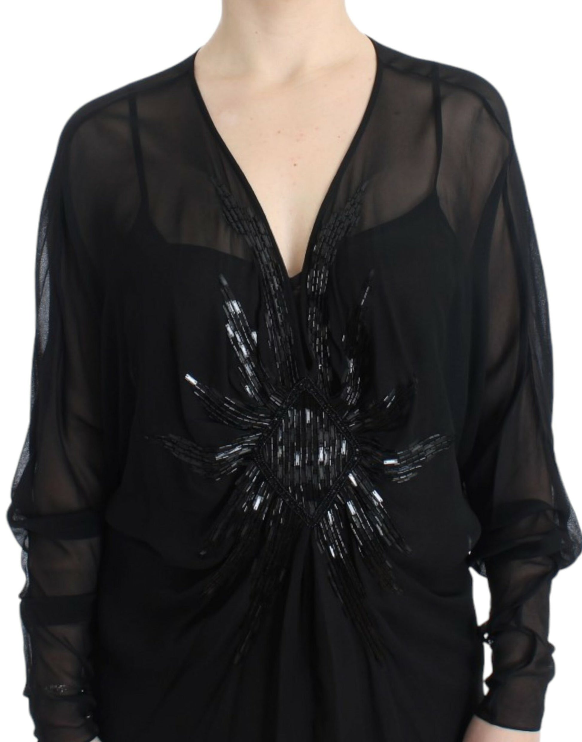 Cavalli Black long sleeve silk dress Cavalli