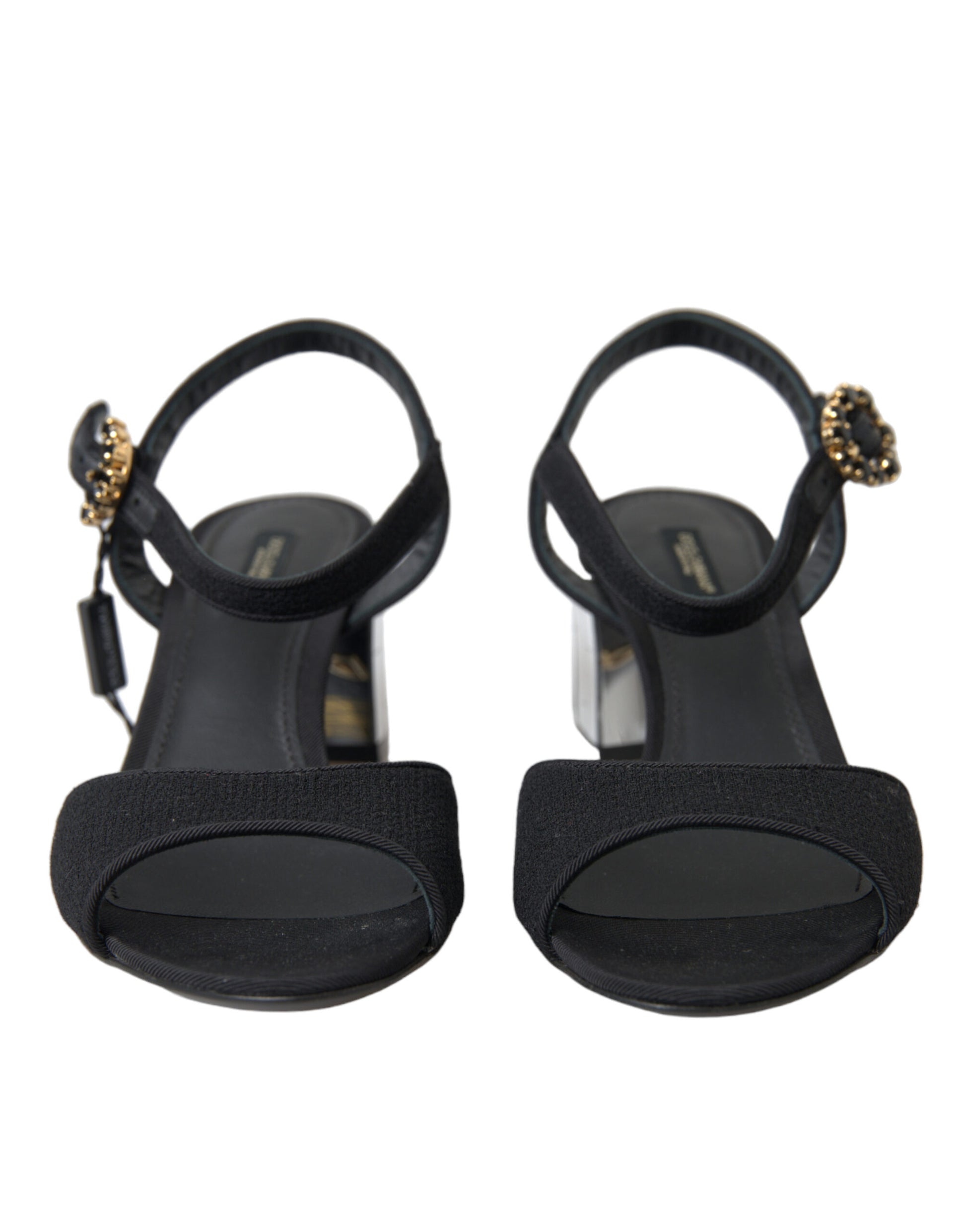 Dolce & Gabbana Black Crystals Ankle Strap Sandals Shoes Dolce & Gabbana