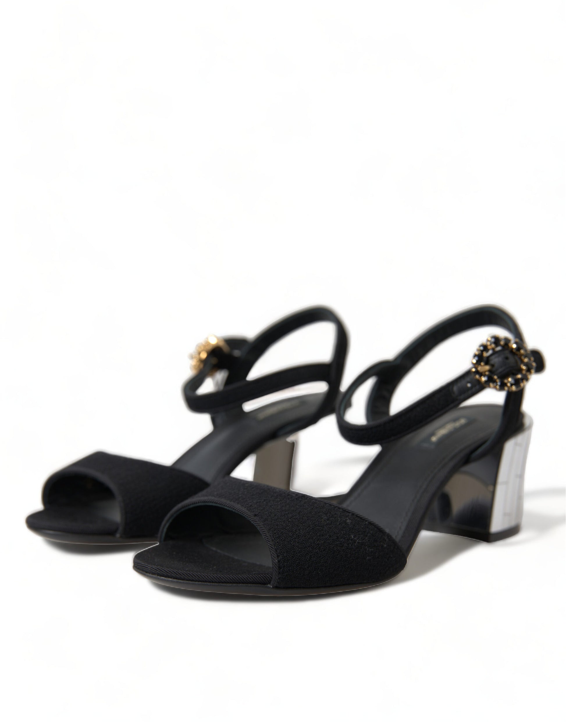 Dolce & Gabbana Black Crystals Ankle Strap Sandals Shoes Dolce & Gabbana