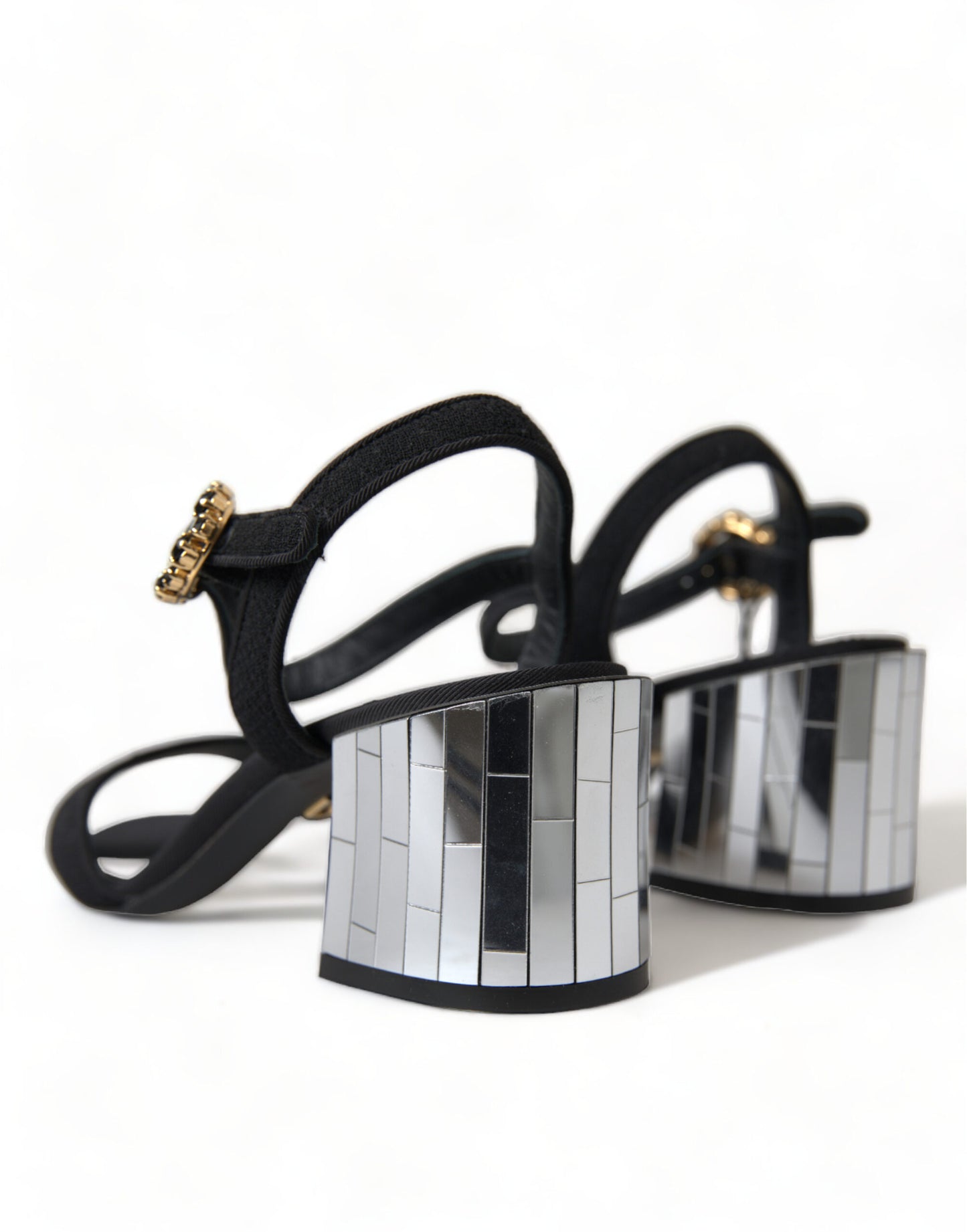 Dolce & Gabbana Black Crystals Ankle Strap Sandals Shoes Dolce & Gabbana