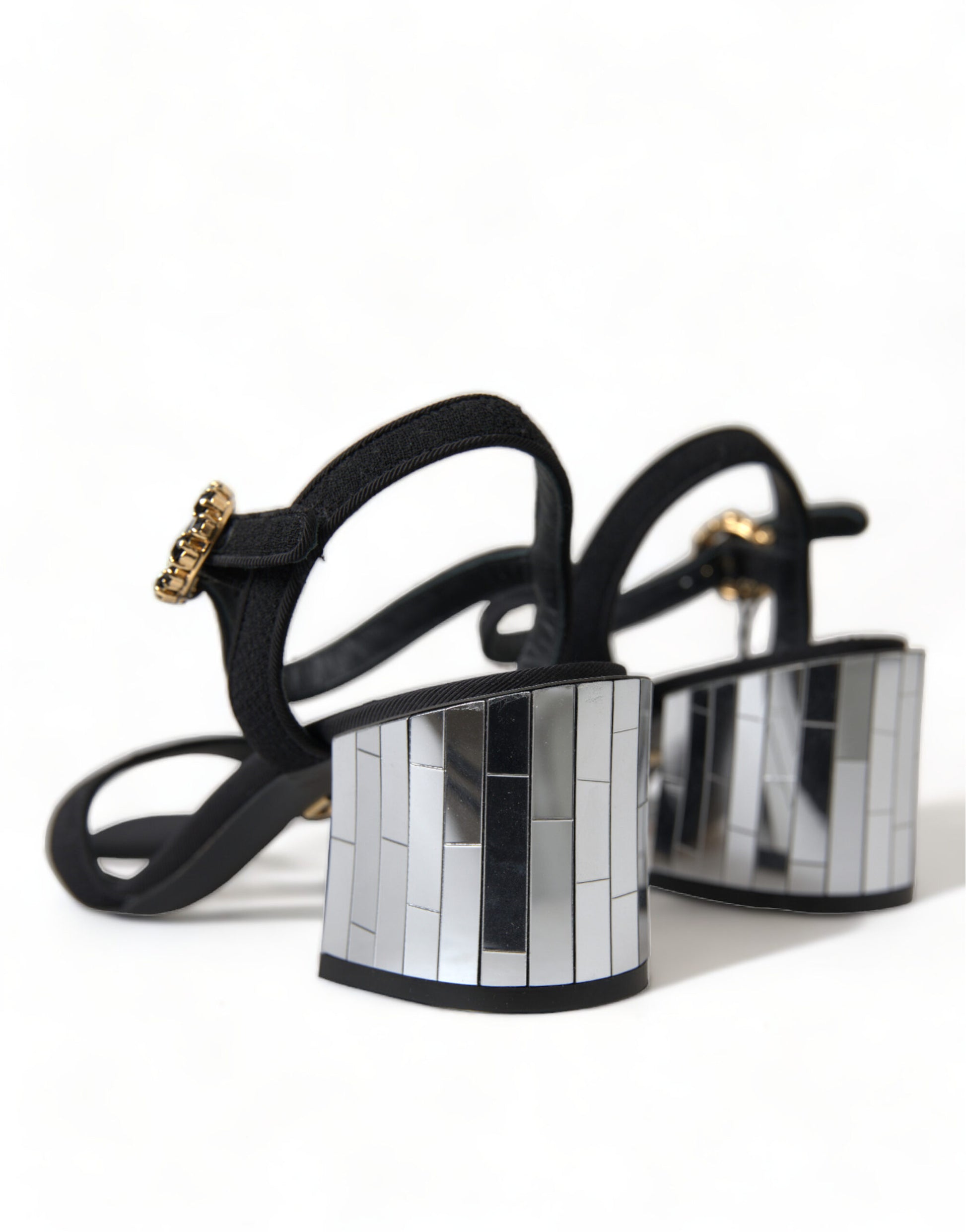 Dolce & Gabbana Black Crystals Ankle Strap Sandals Shoes Dolce & Gabbana