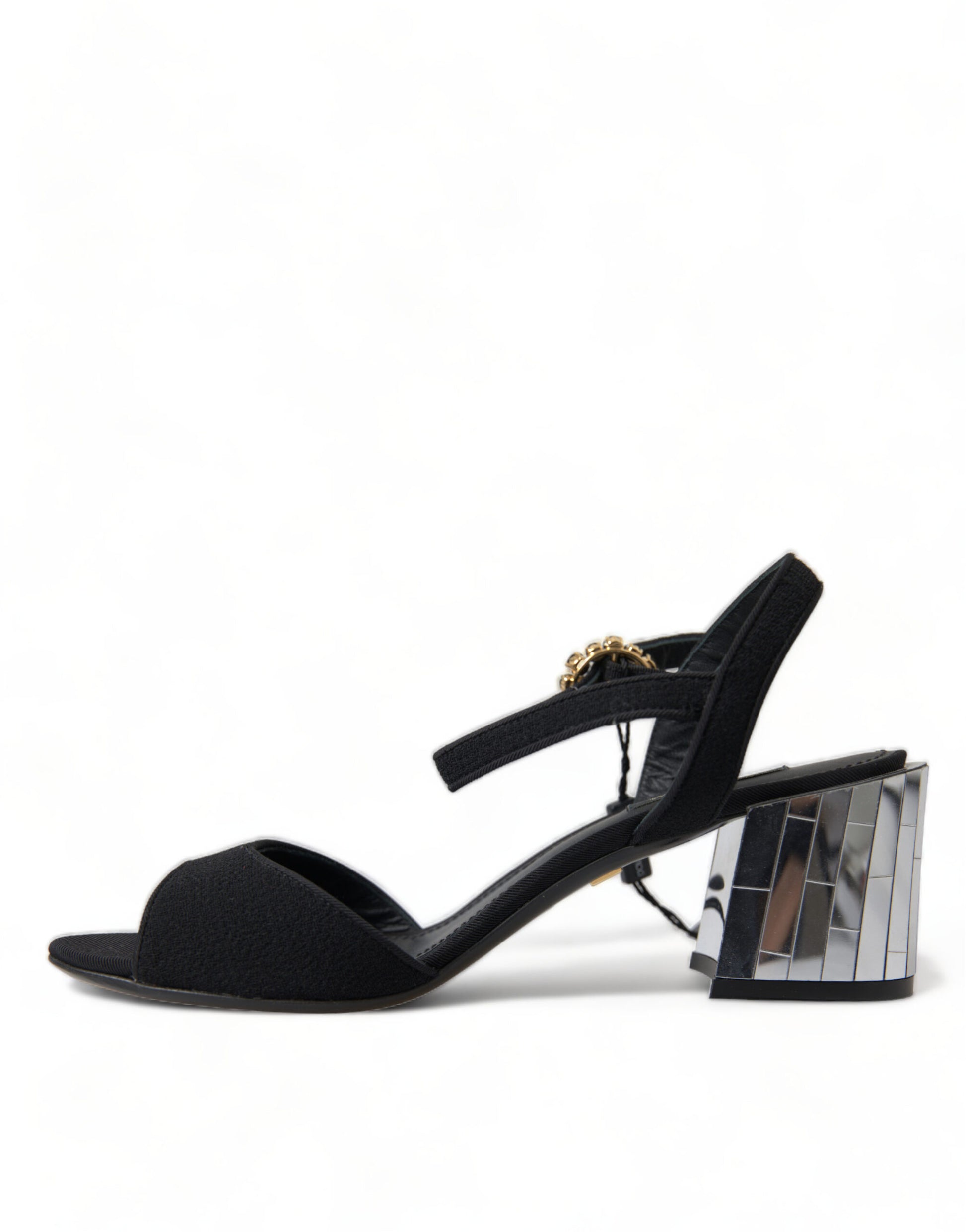 Dolce & Gabbana Black Crystals Ankle Strap Sandals Shoes Dolce & Gabbana